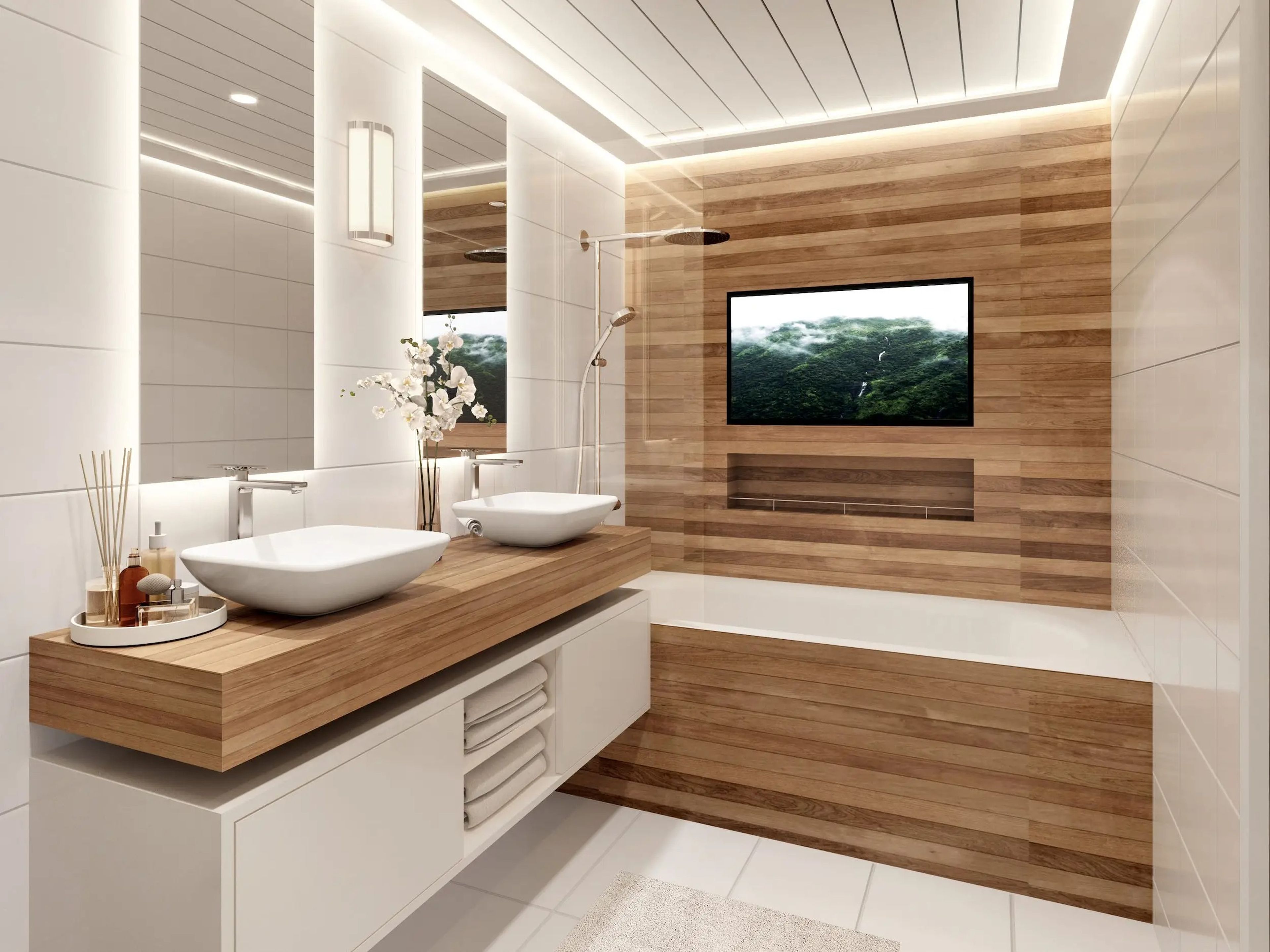 A rendering of the bathroom in Storylines' MV Narrative cruise ship.