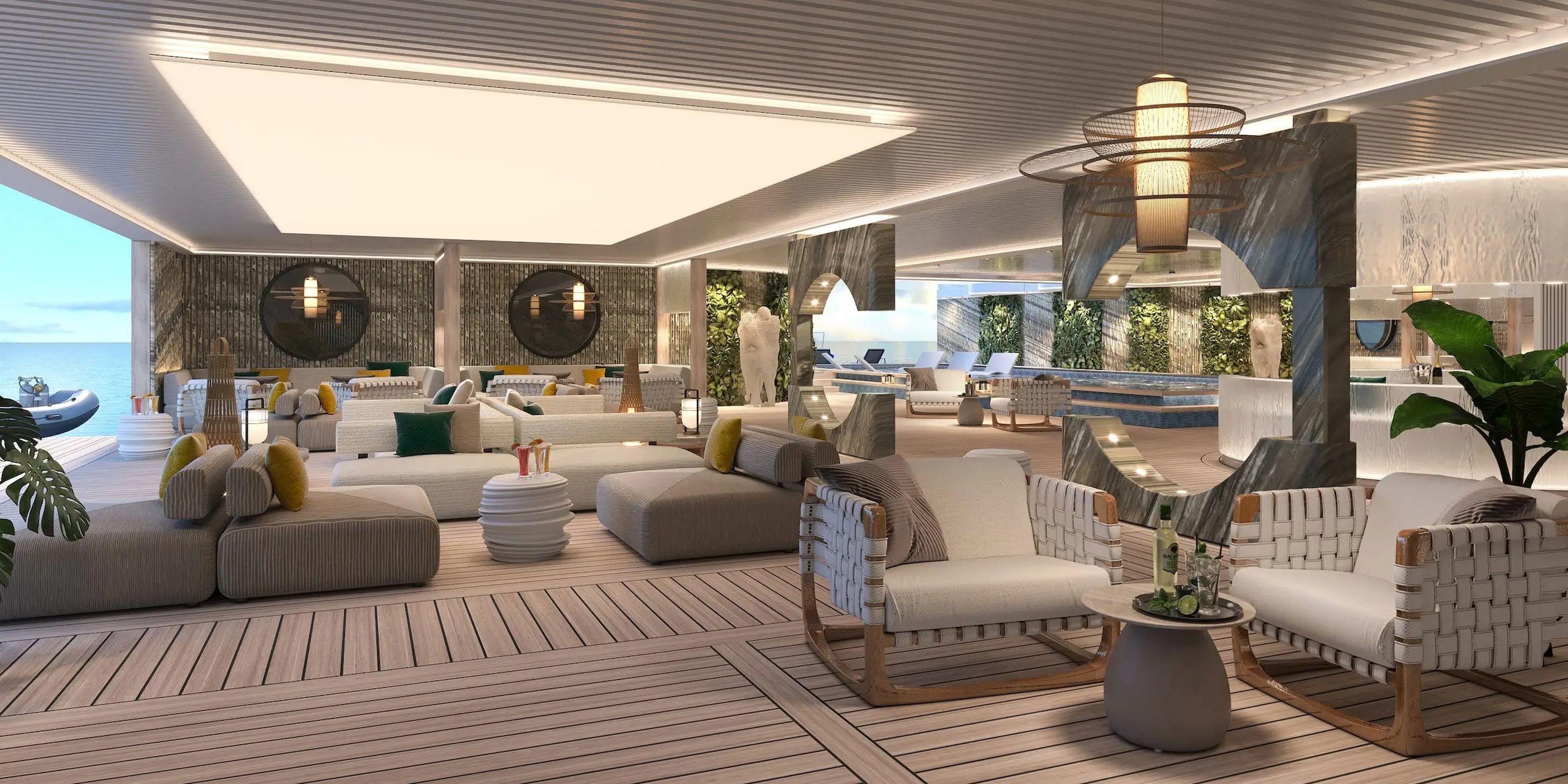 A rendering of the lounge in Storylines' MV Narrative cruise ship.