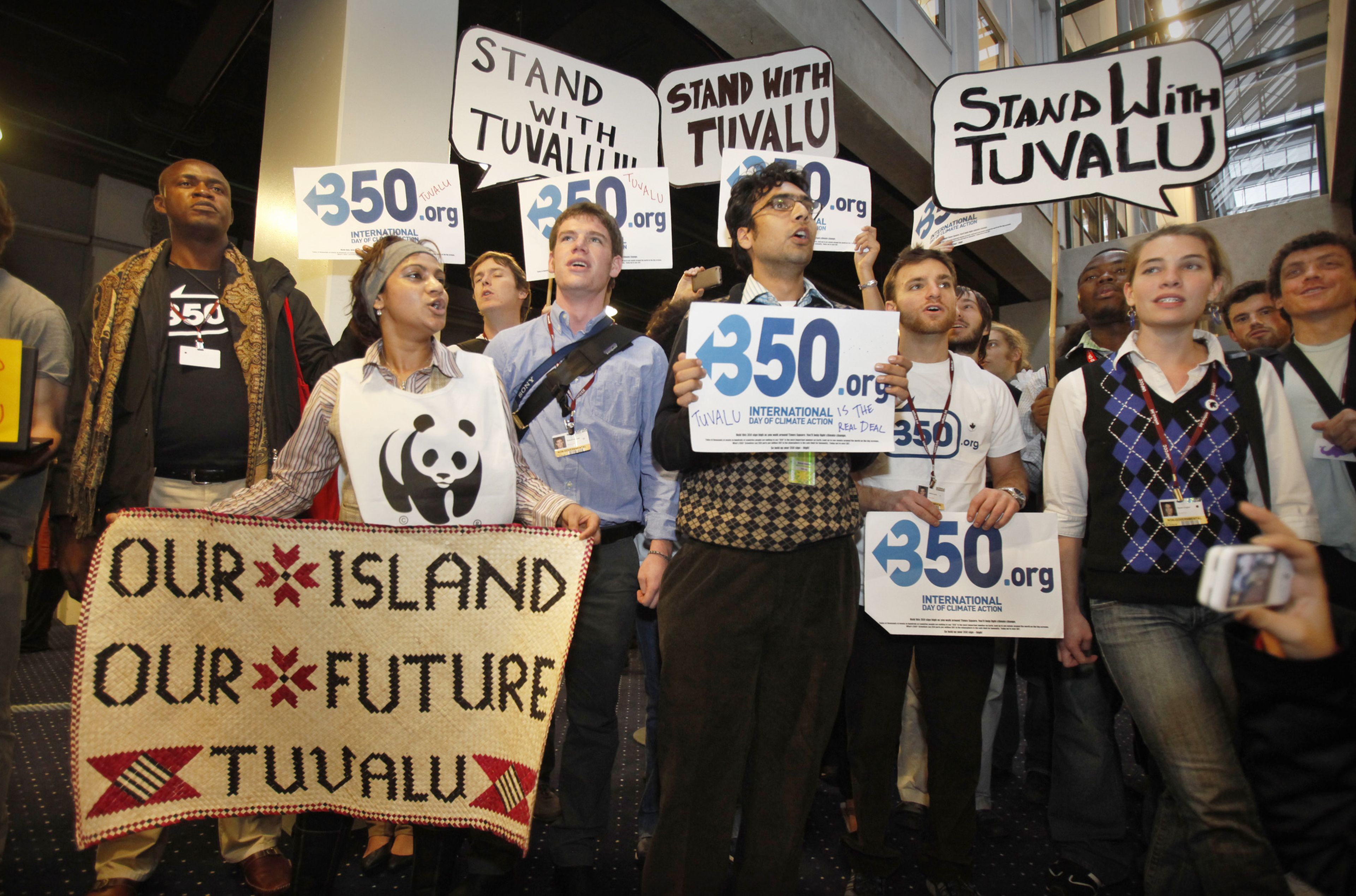 Manifestación de 2009 por el futuro de Tuvalu.