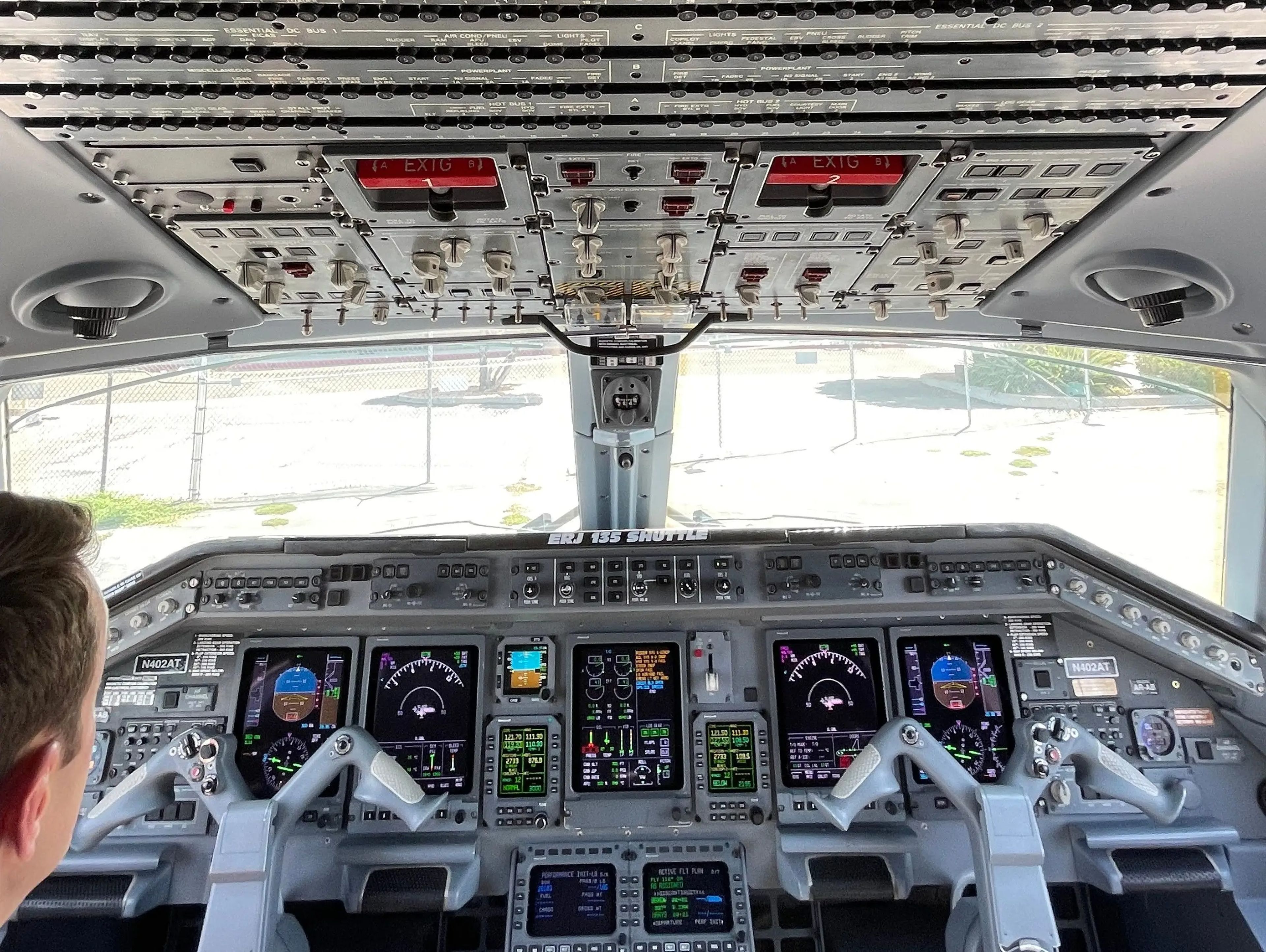 View of the cockpit from the doorway.