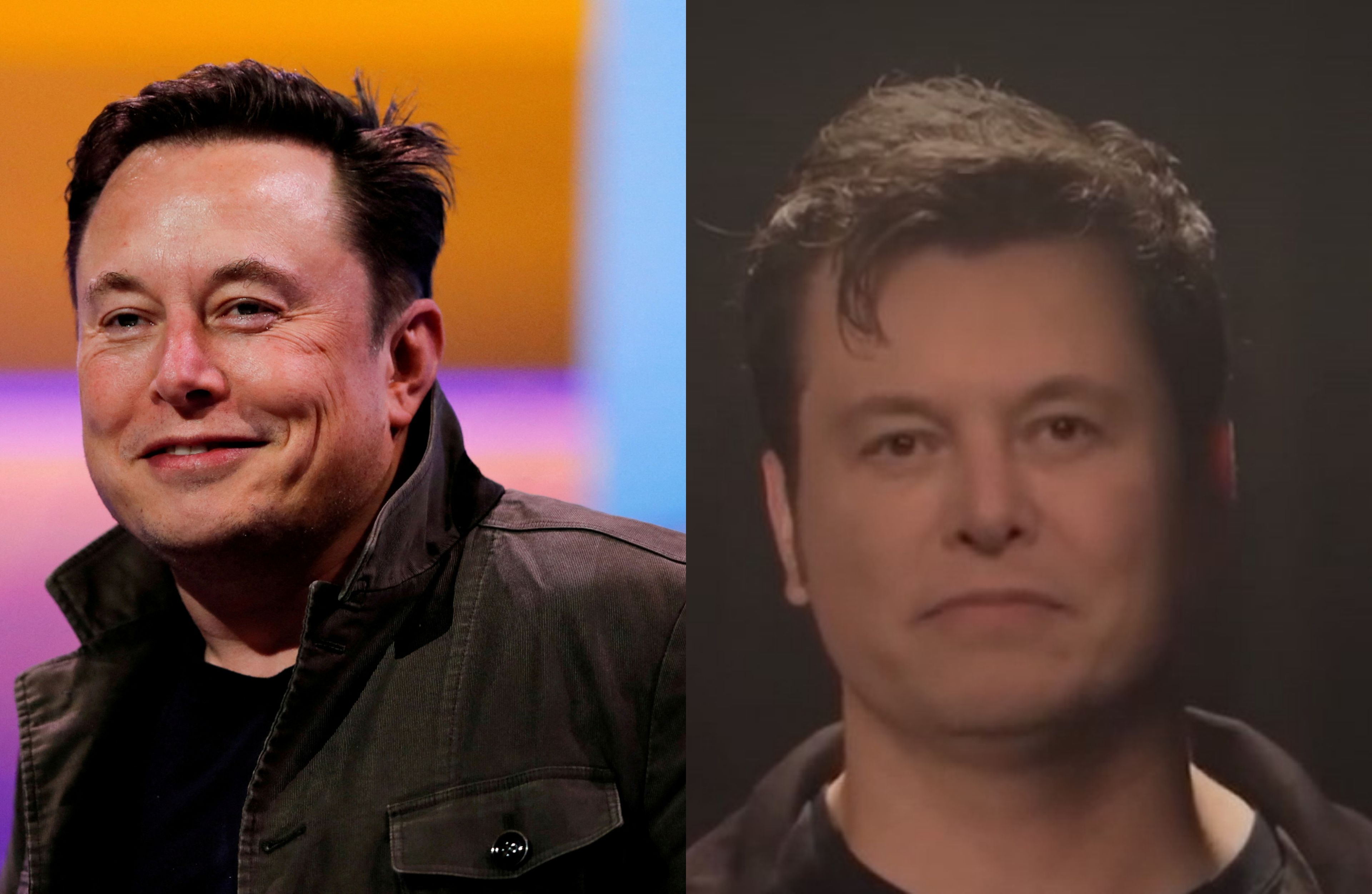Elon Musk junto a su 'deepfake'.