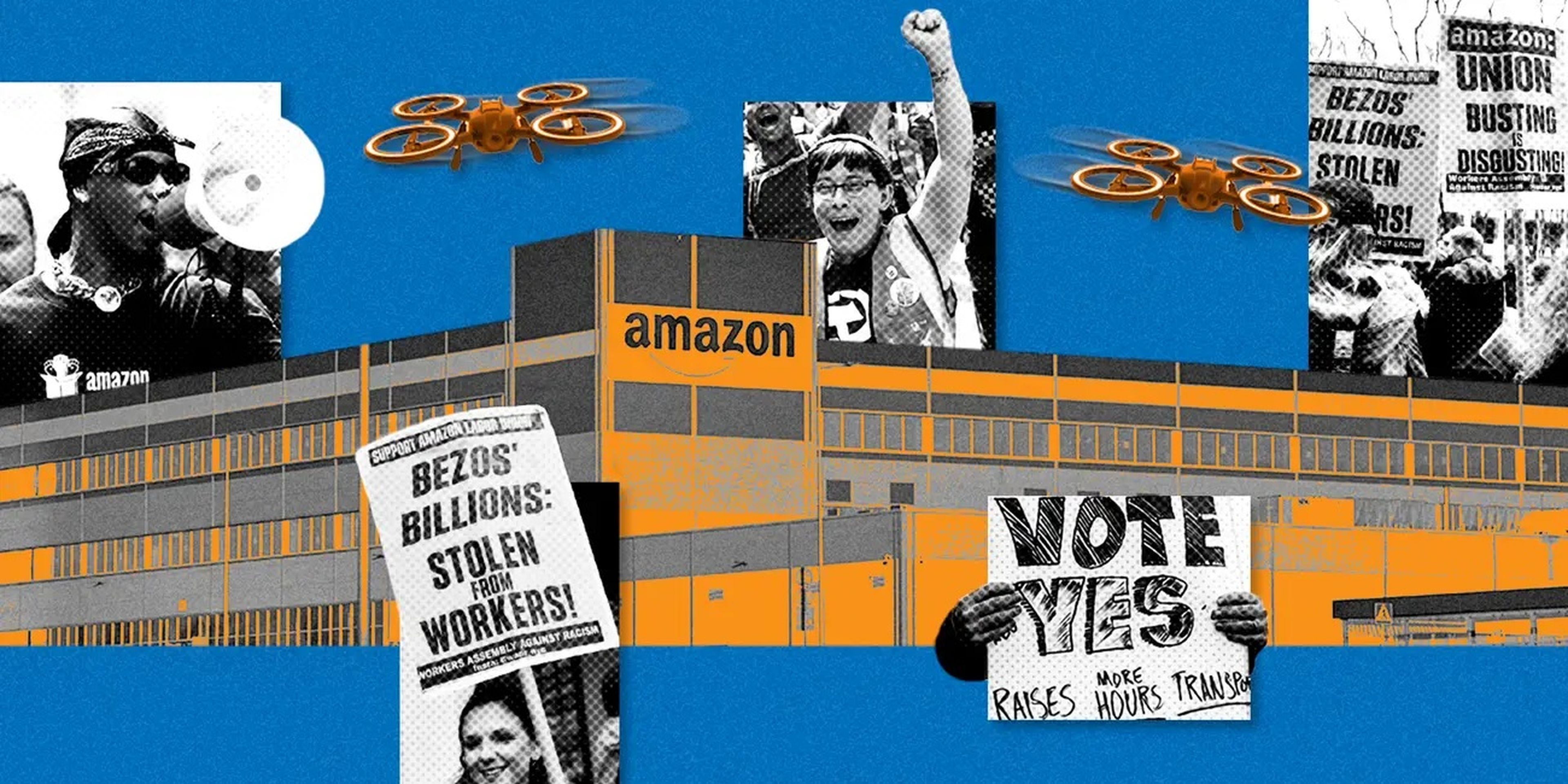 Una infografía sobre la guerra sindical de Amazon.