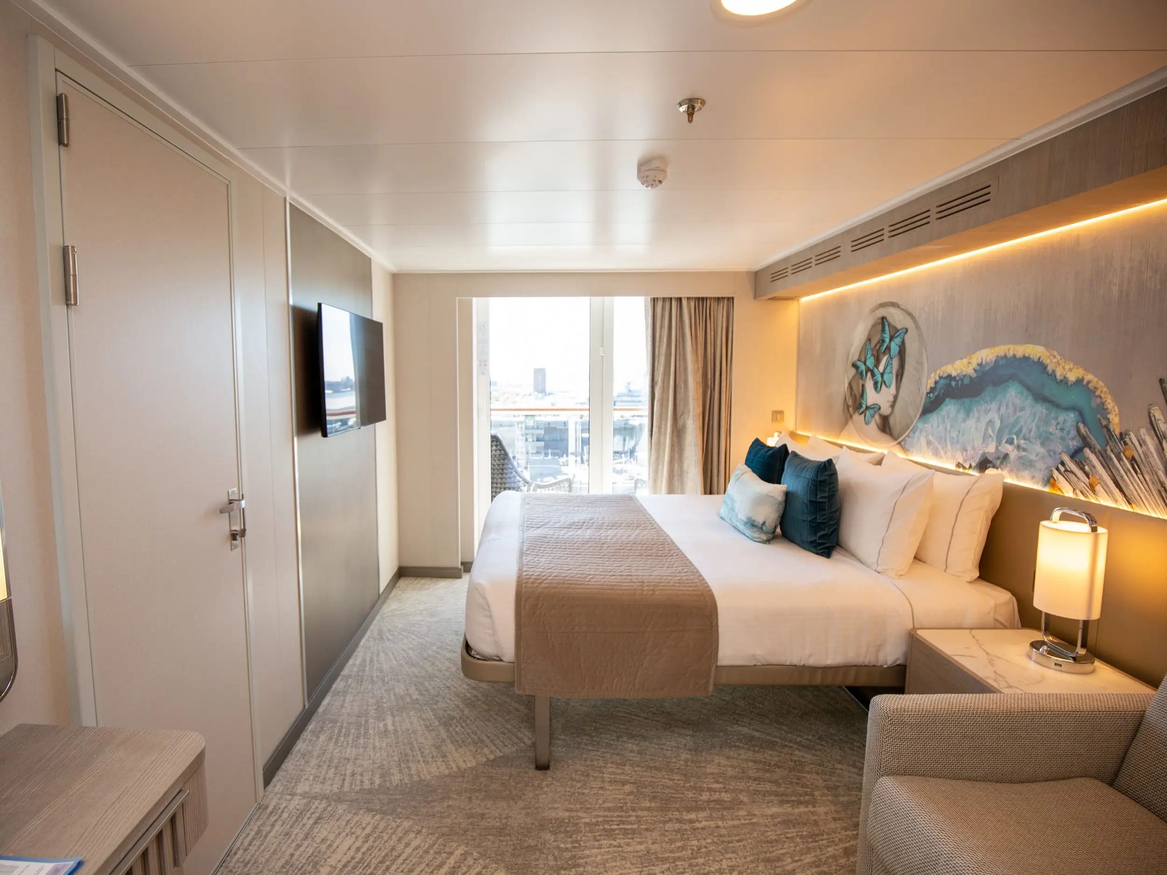 Inside the family balcony stateroom on Norwegian Cruise Line's Norwegian Prima