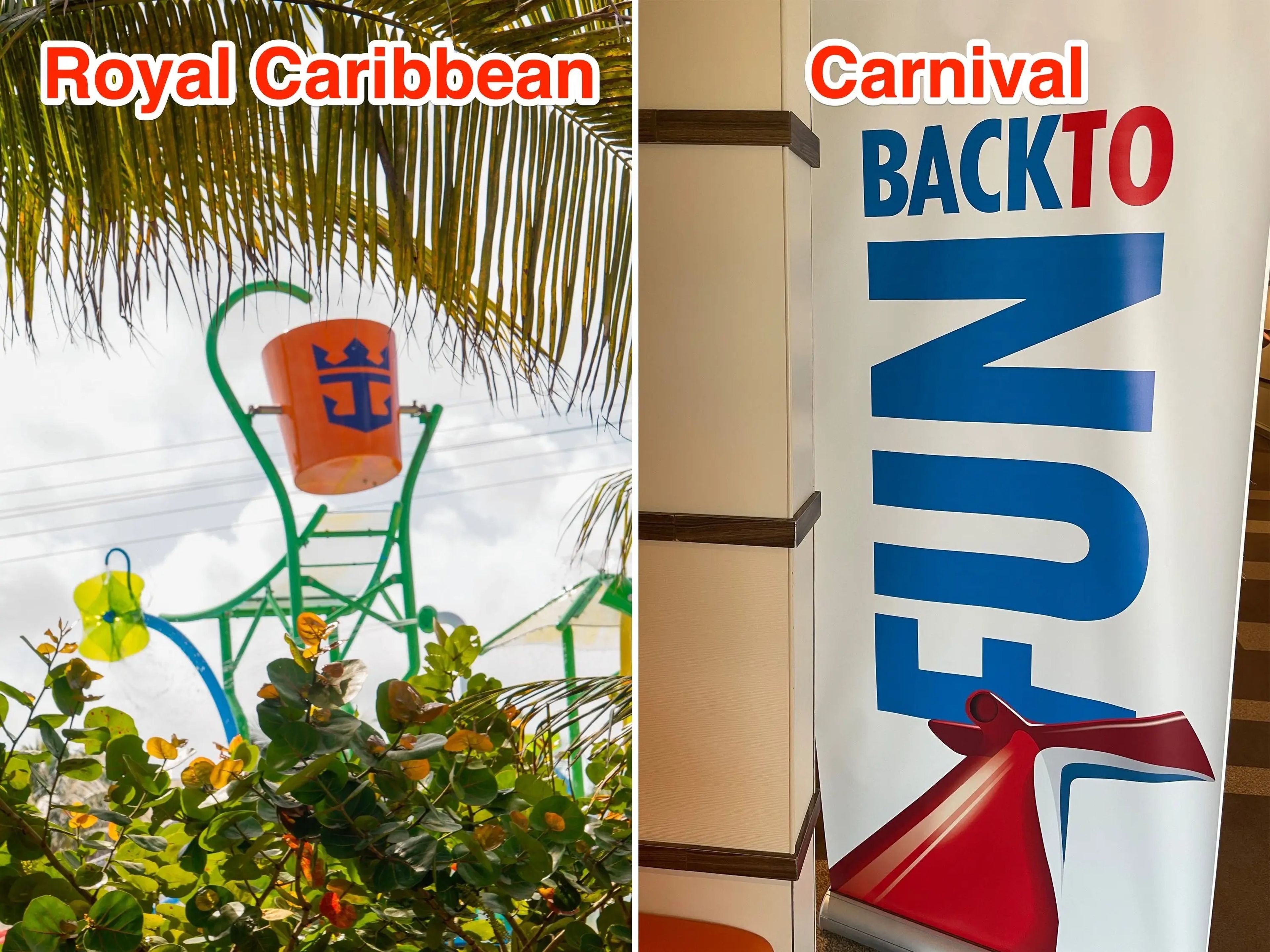 Logotipos de Royal Caribbean (I) y Carnival (D).