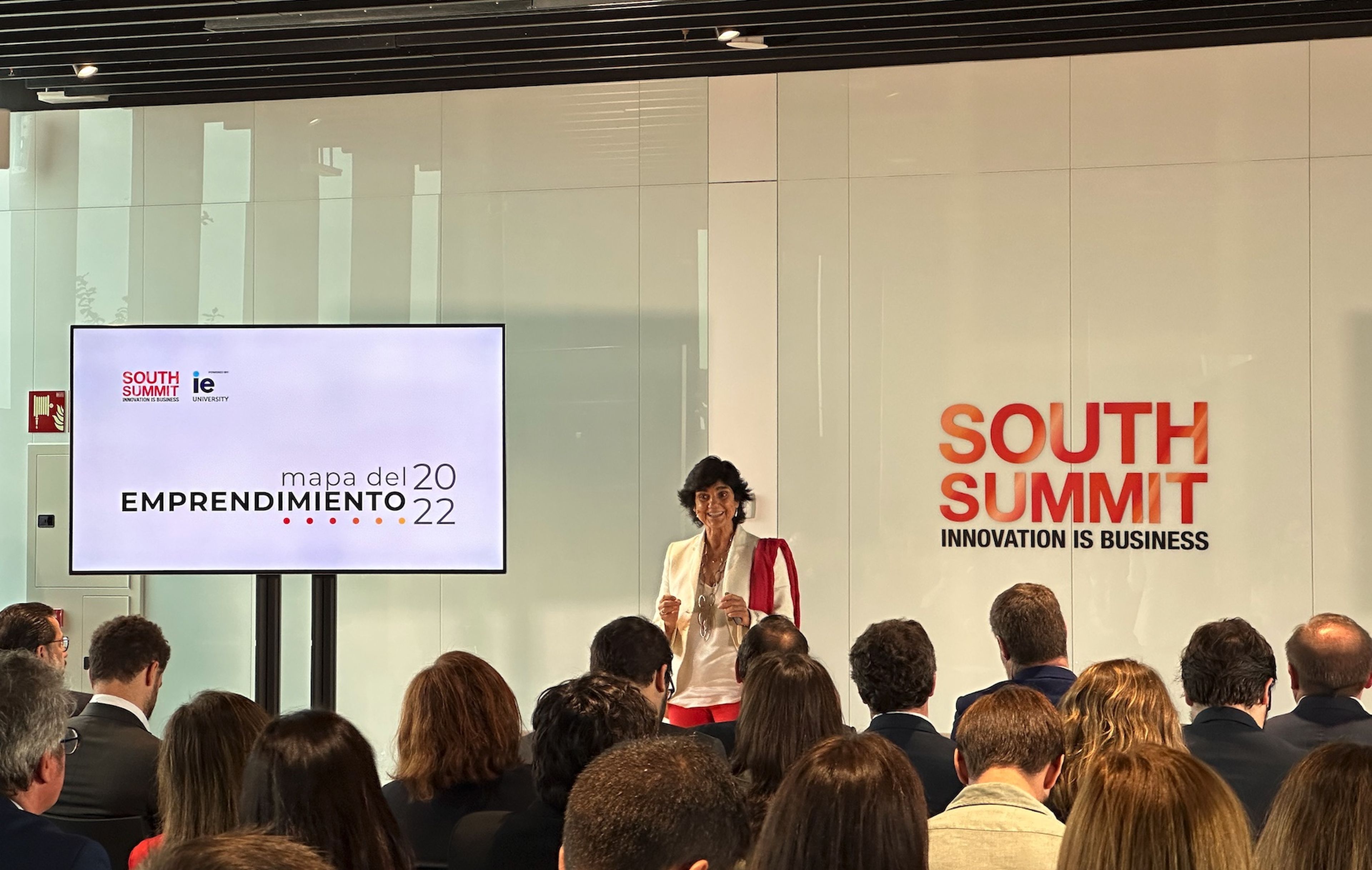 María Benjumea, fundadora y presidenta de South Summit, durante la presentación del 'Mapa del Emprendimiento 2022'.