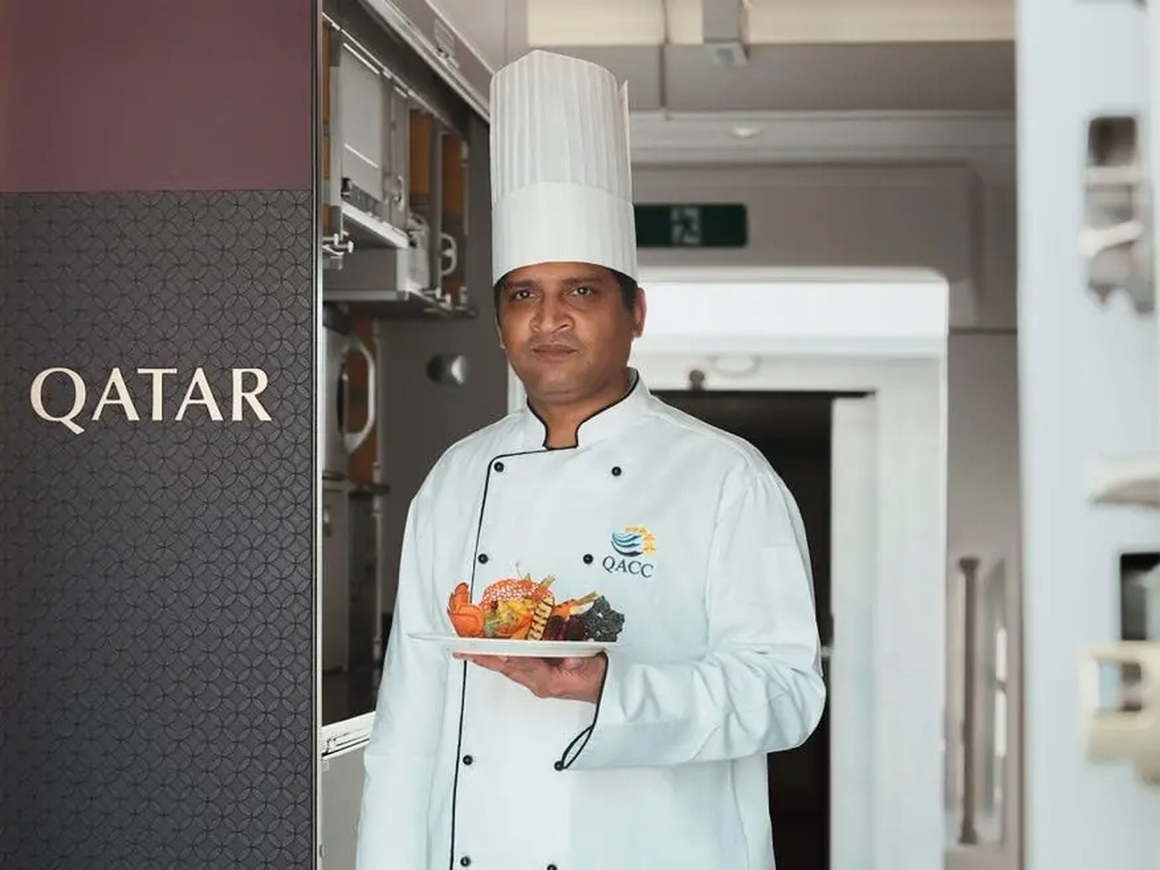 A Qatar Airways' catering chef.