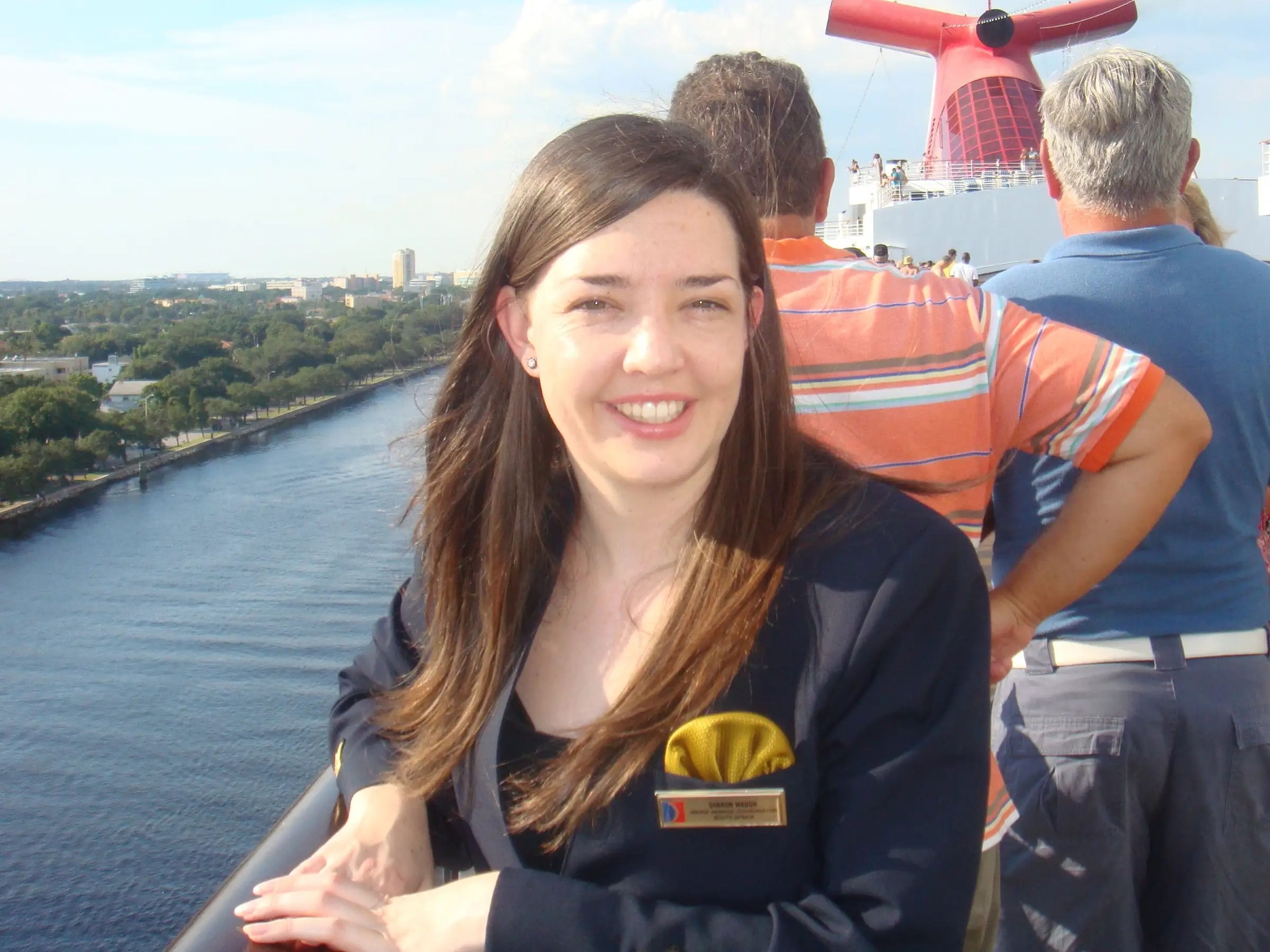 Sharon Waugh smiling on cruise ship