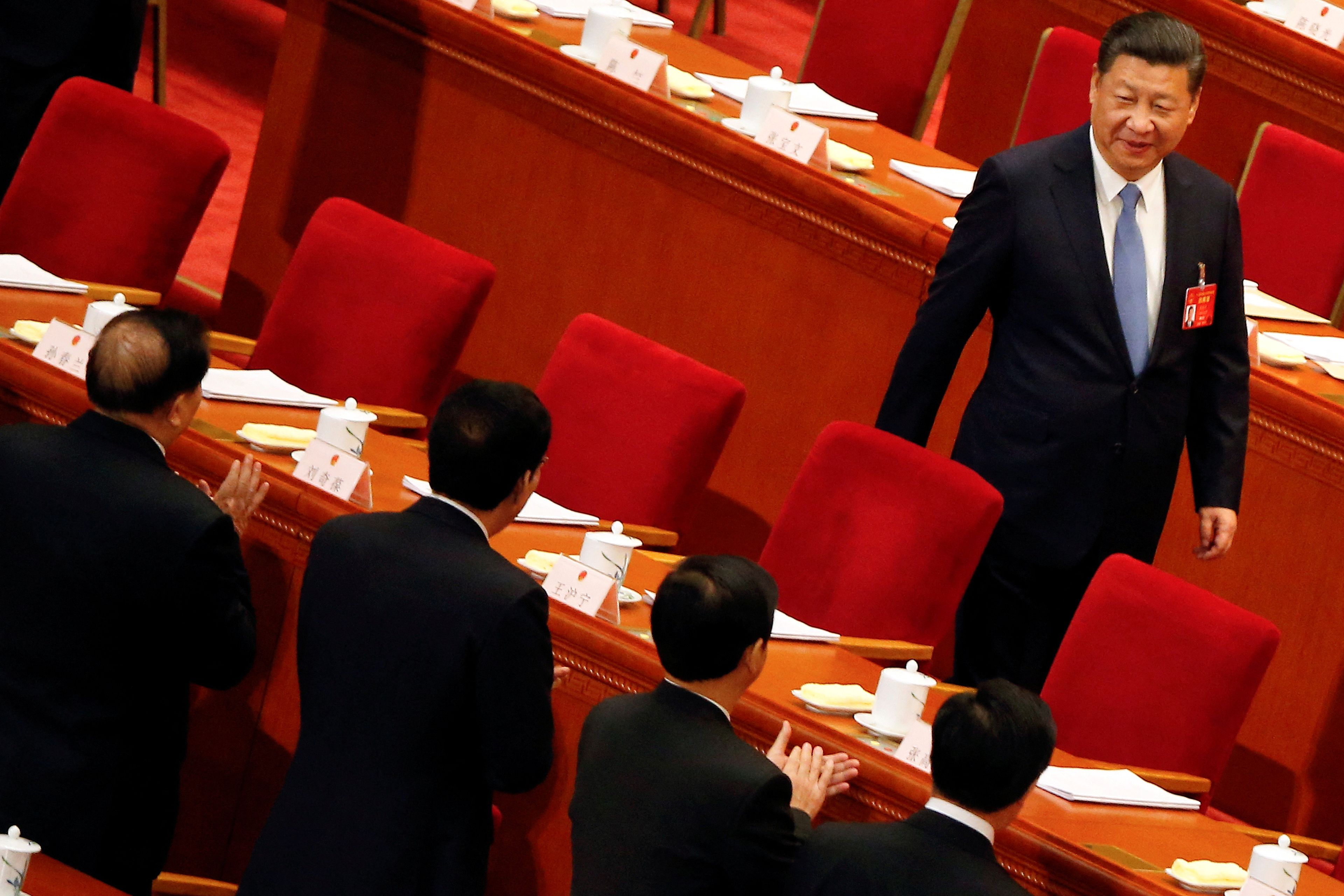El presidente de China, Xi Jinping, llega a la tercera sesión plenaria de la Asamblea Popular Nacional, en Pekín (China), en marzo de 2017.