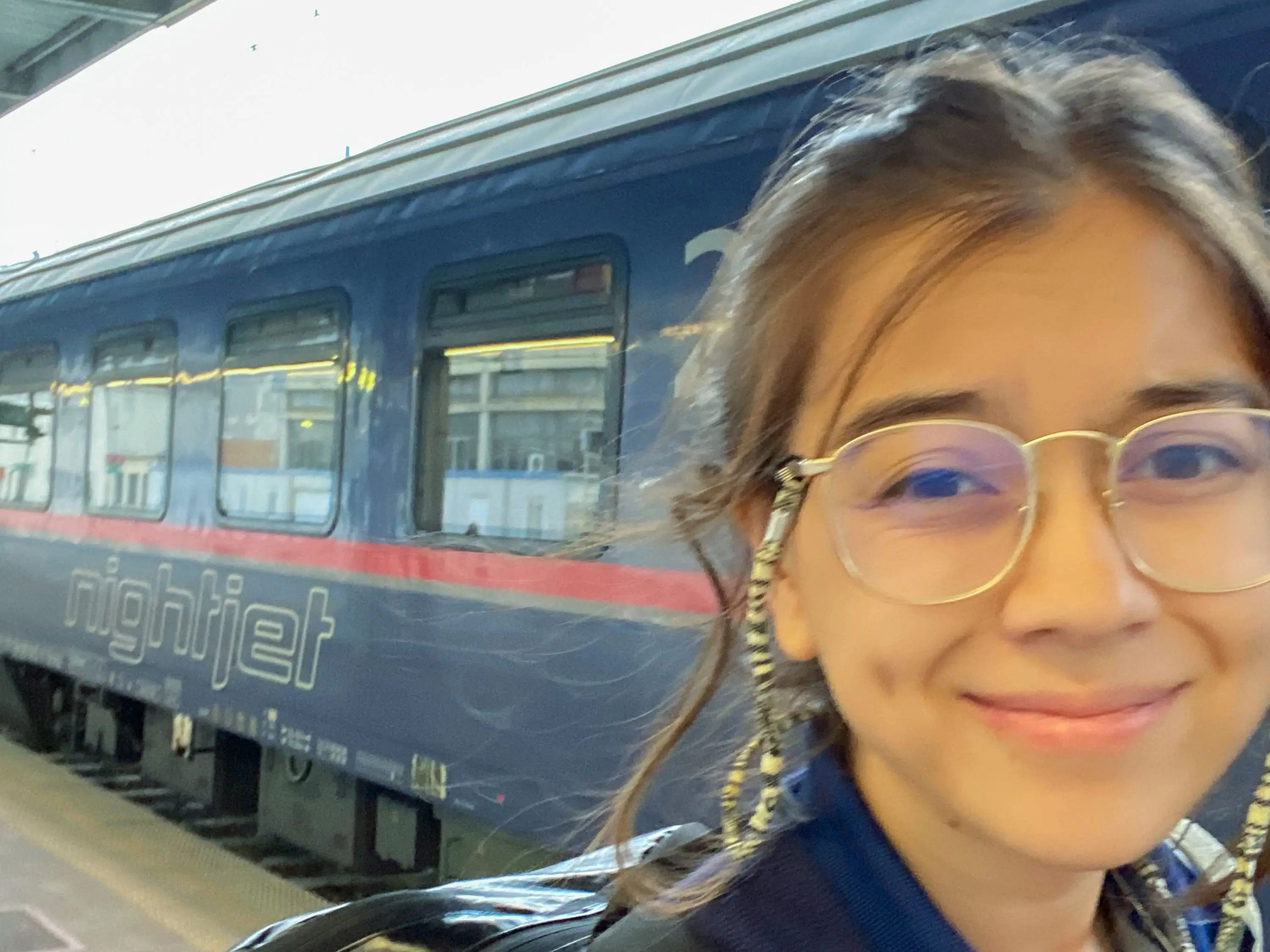 'Selfie' después de un viaje nocturno en tren.