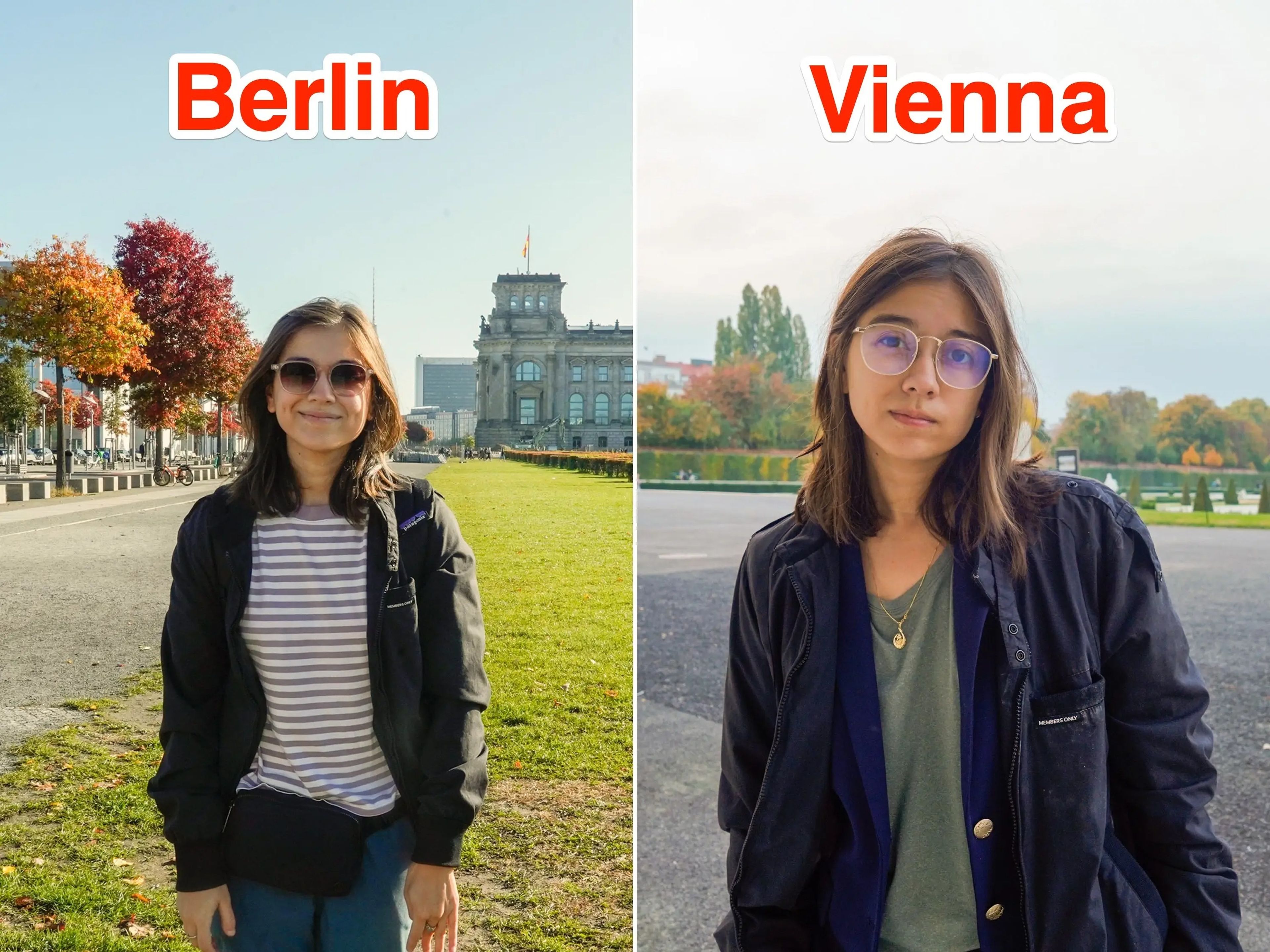 La autora posando en Berlín y Viena.