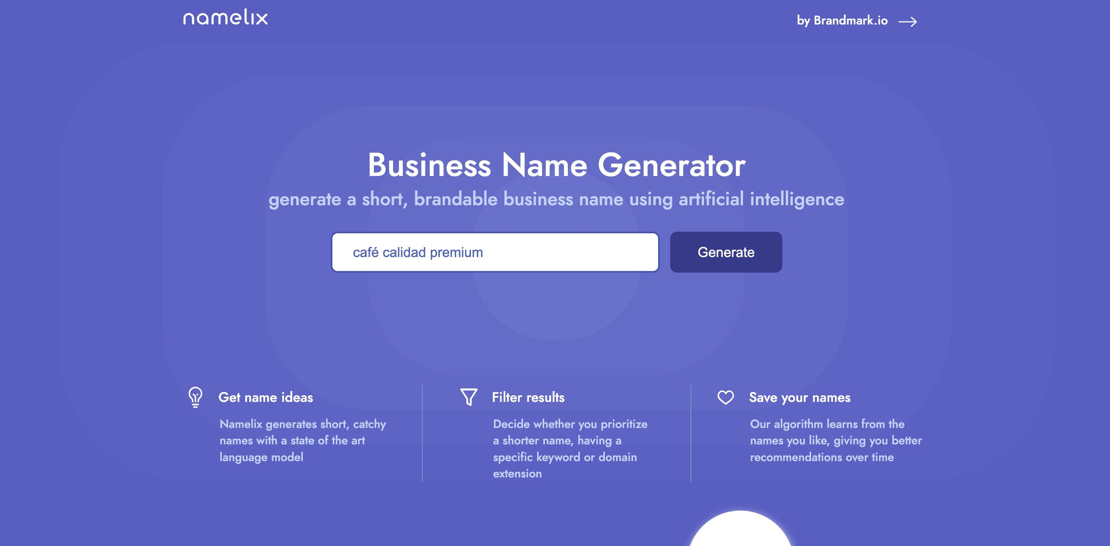 IA que genera nombres para tu negocio