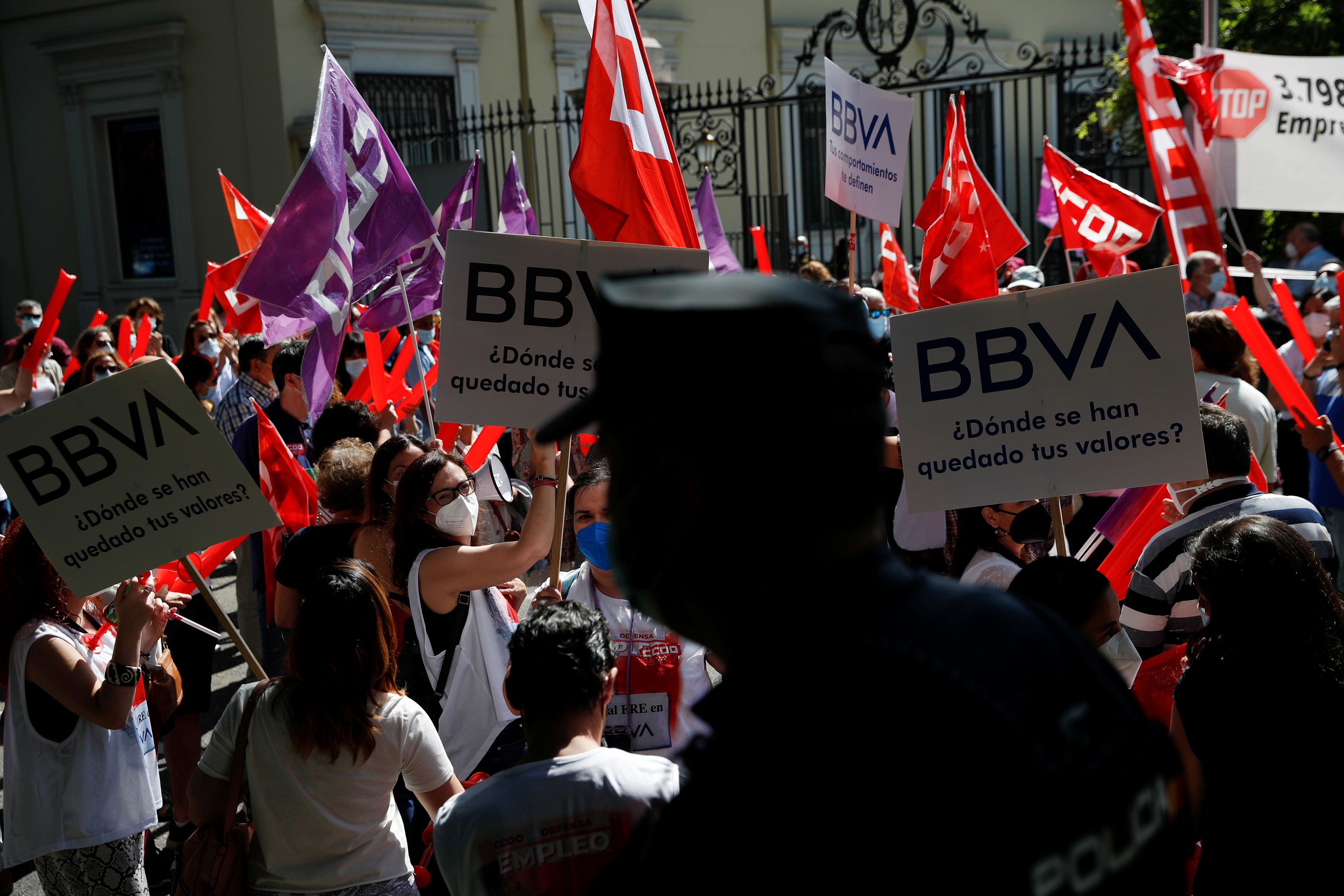 Manifestación contra el BBVA, en Madrid, junio de 2021.