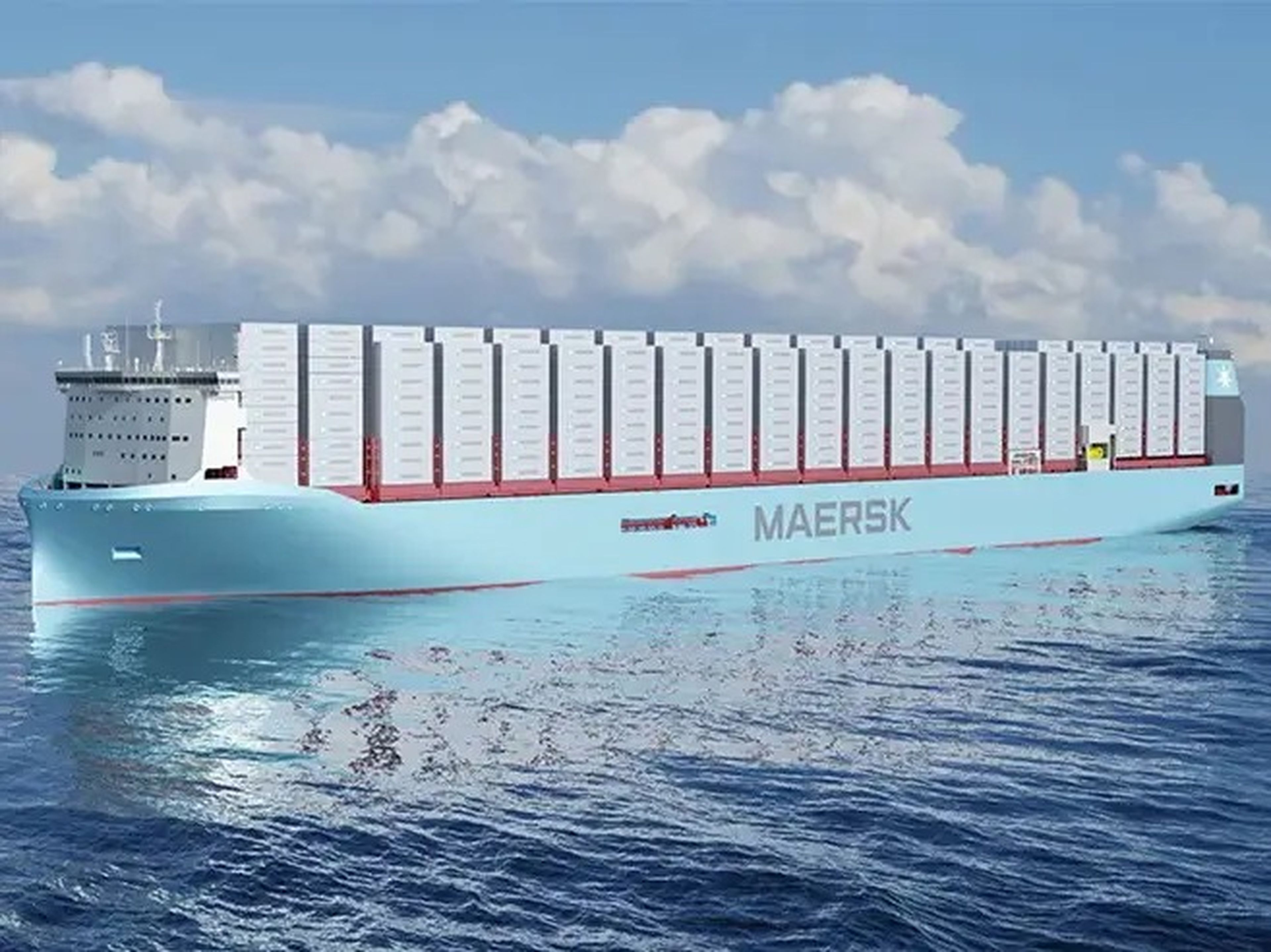 A render of Maersk's new methanol vessels.