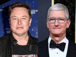 El CEO de Twitter, Elon Musk (izquierda), junto al CEO de Apple, Tim Cook.