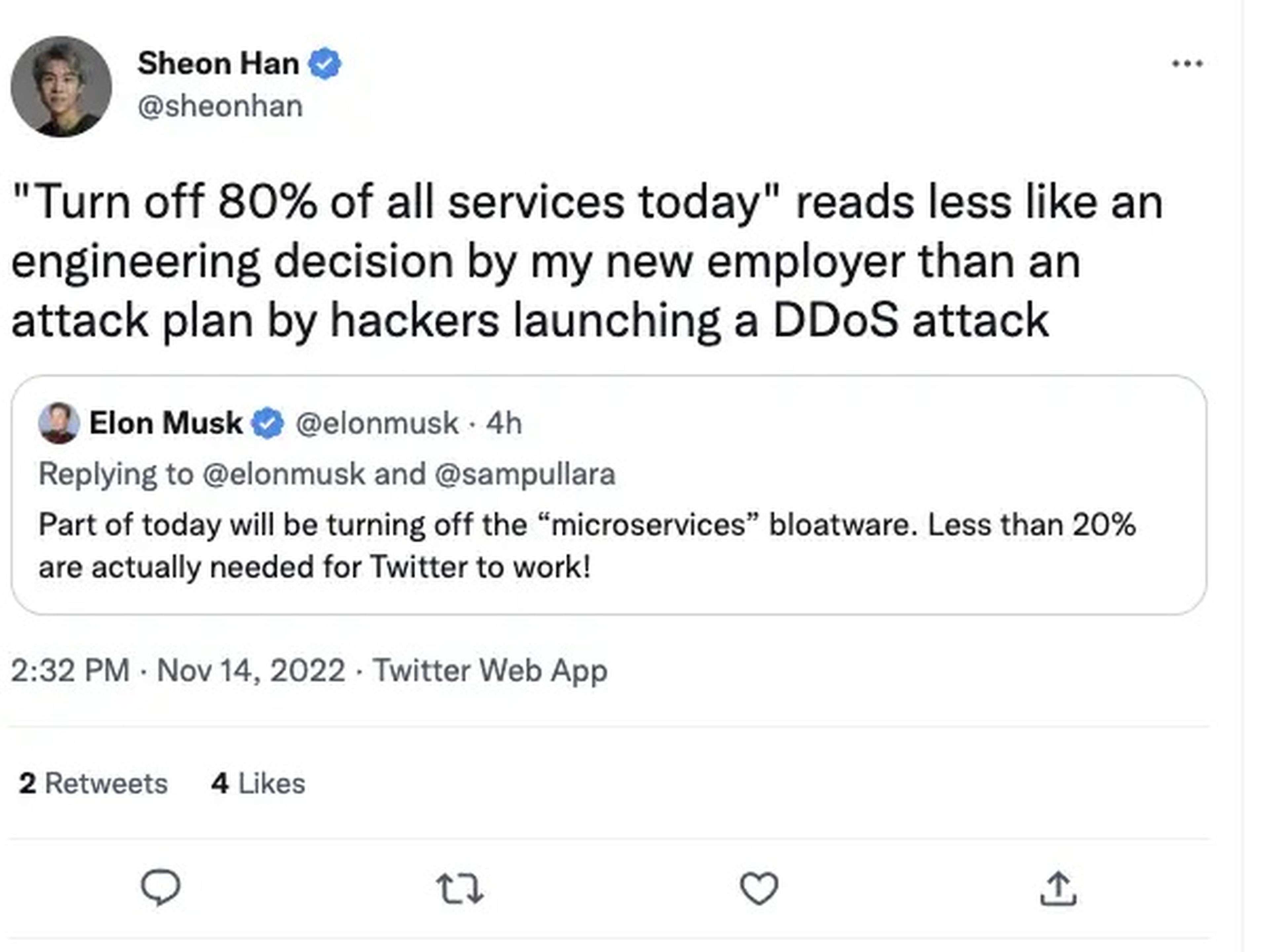 Sheon Han ha borrado este tuit de respuesta a Elon Musk.