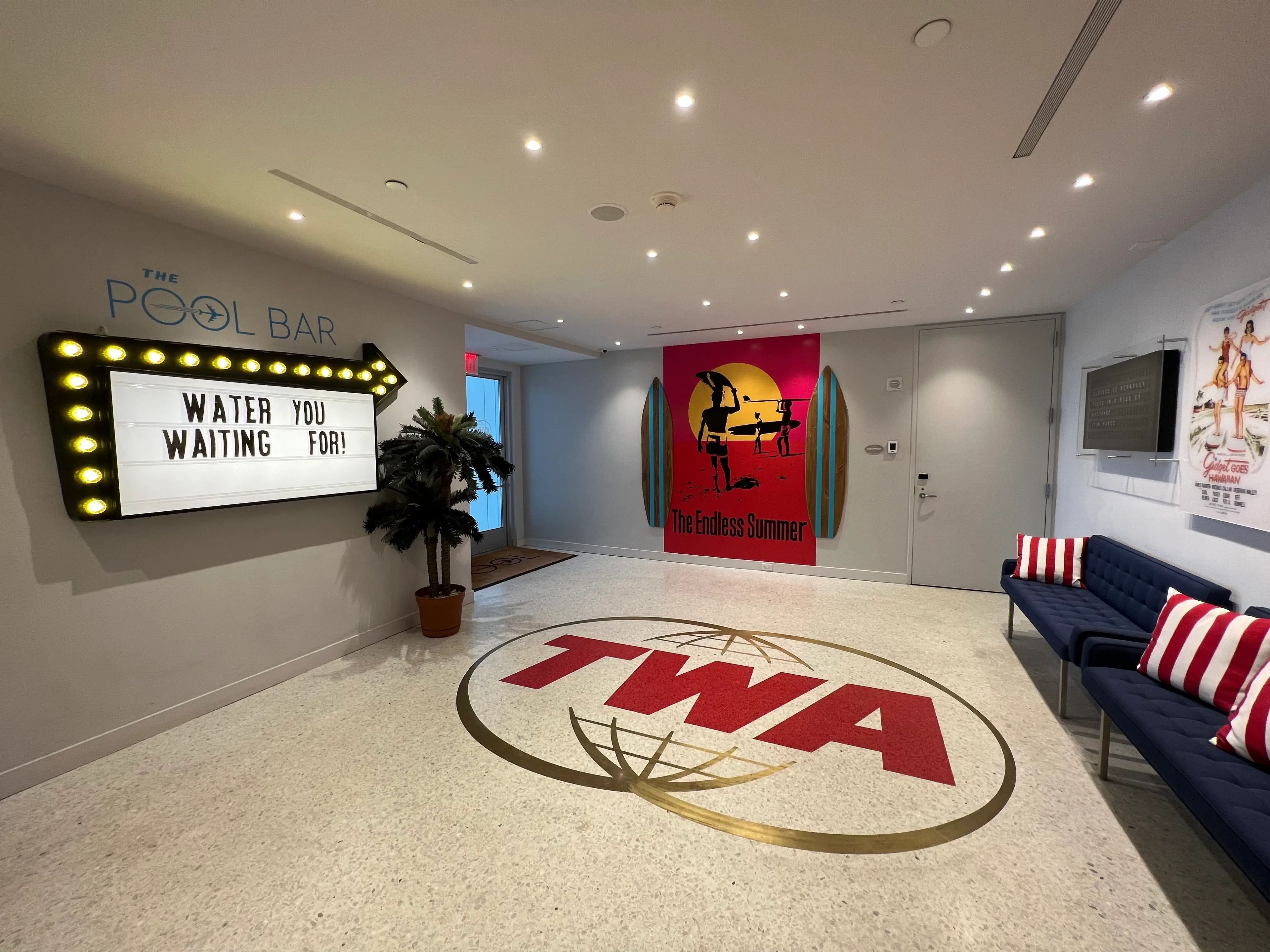 TWA HOTEL entrance to rooftop pool
