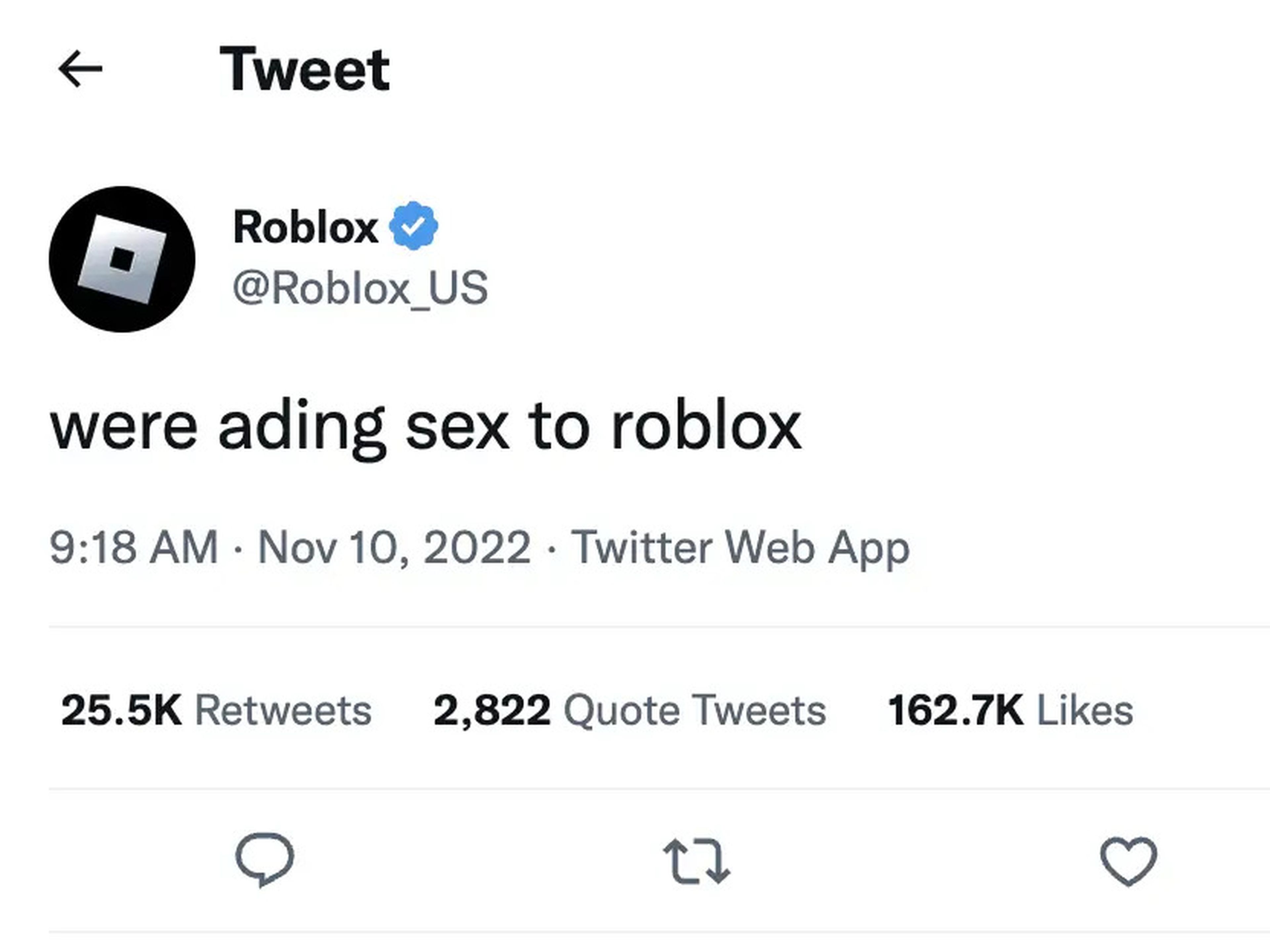 Tweet from gaming platform Roblox impersonator.