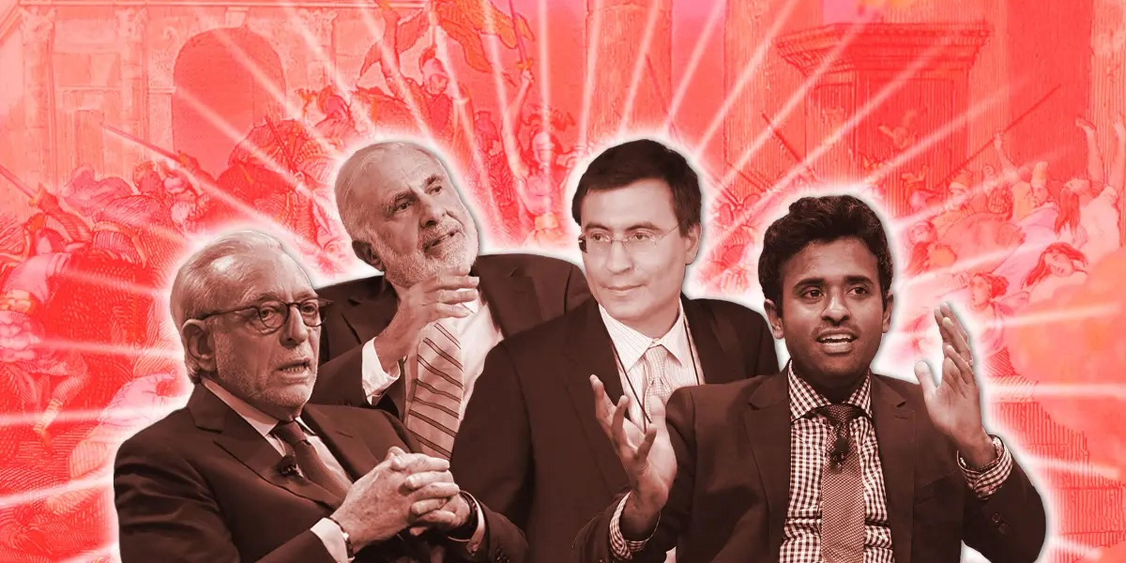 Los conocidos inversores activistas Nelson Peltz, Carl Icahn, Christopher Hohn y Vivek Ramaswamy.
