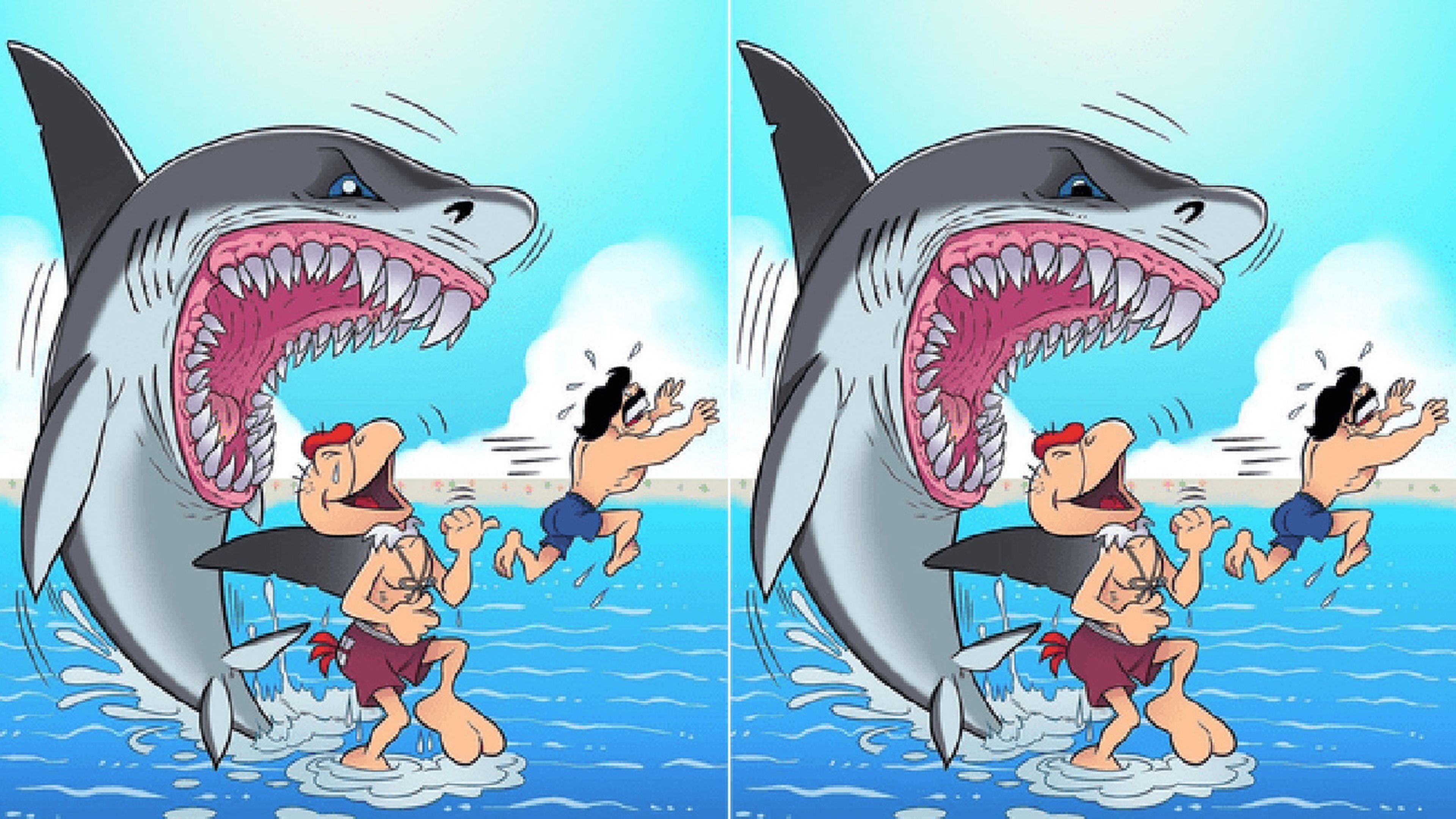encuentra las diferencias entre las imágenes con tiburones