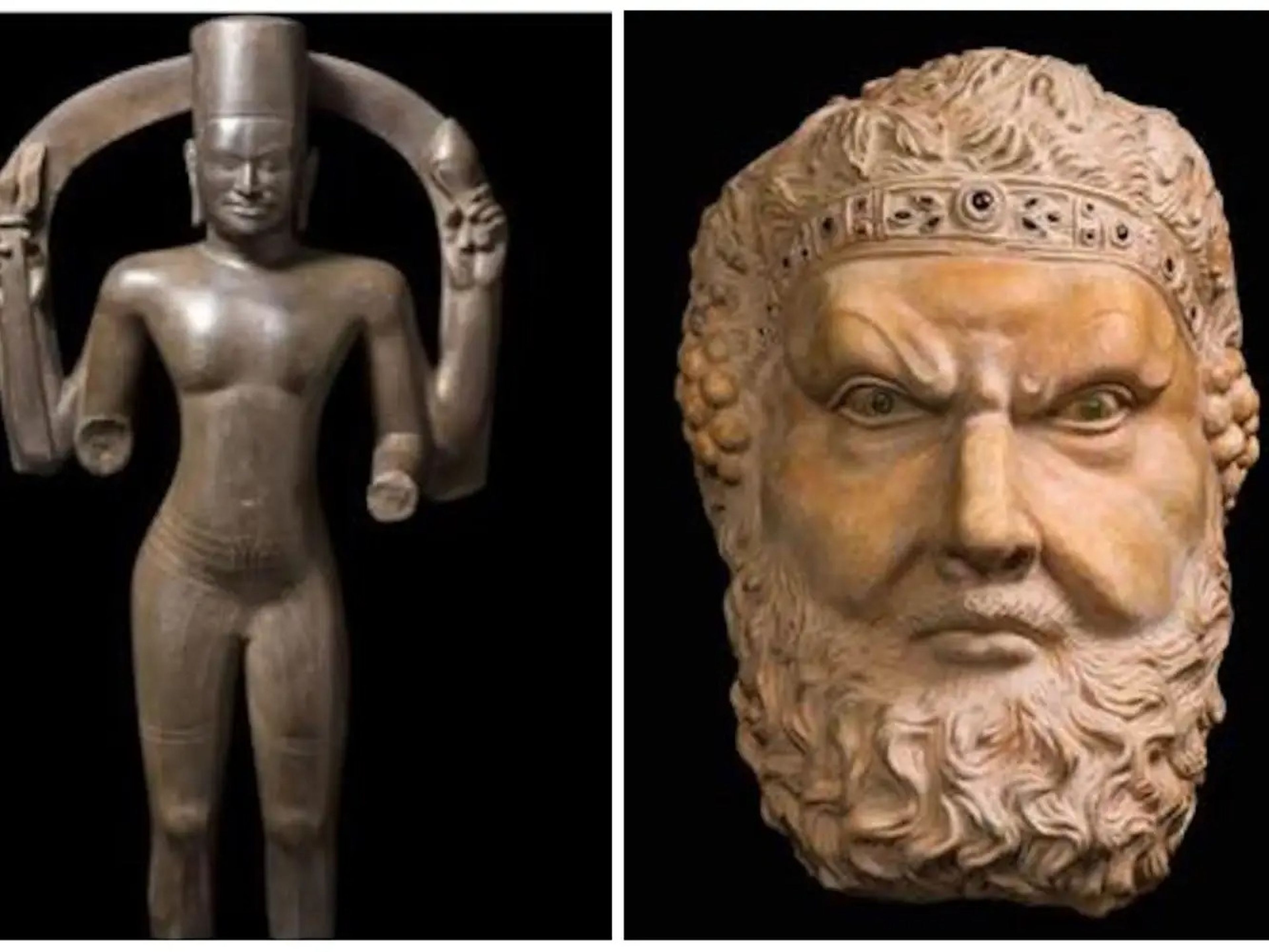 Imagen de "Hari Hara" y "La cabeza de Dionysus", esculturas vendidas a Sheikh Hamad Bin Abdullah al-Thani.