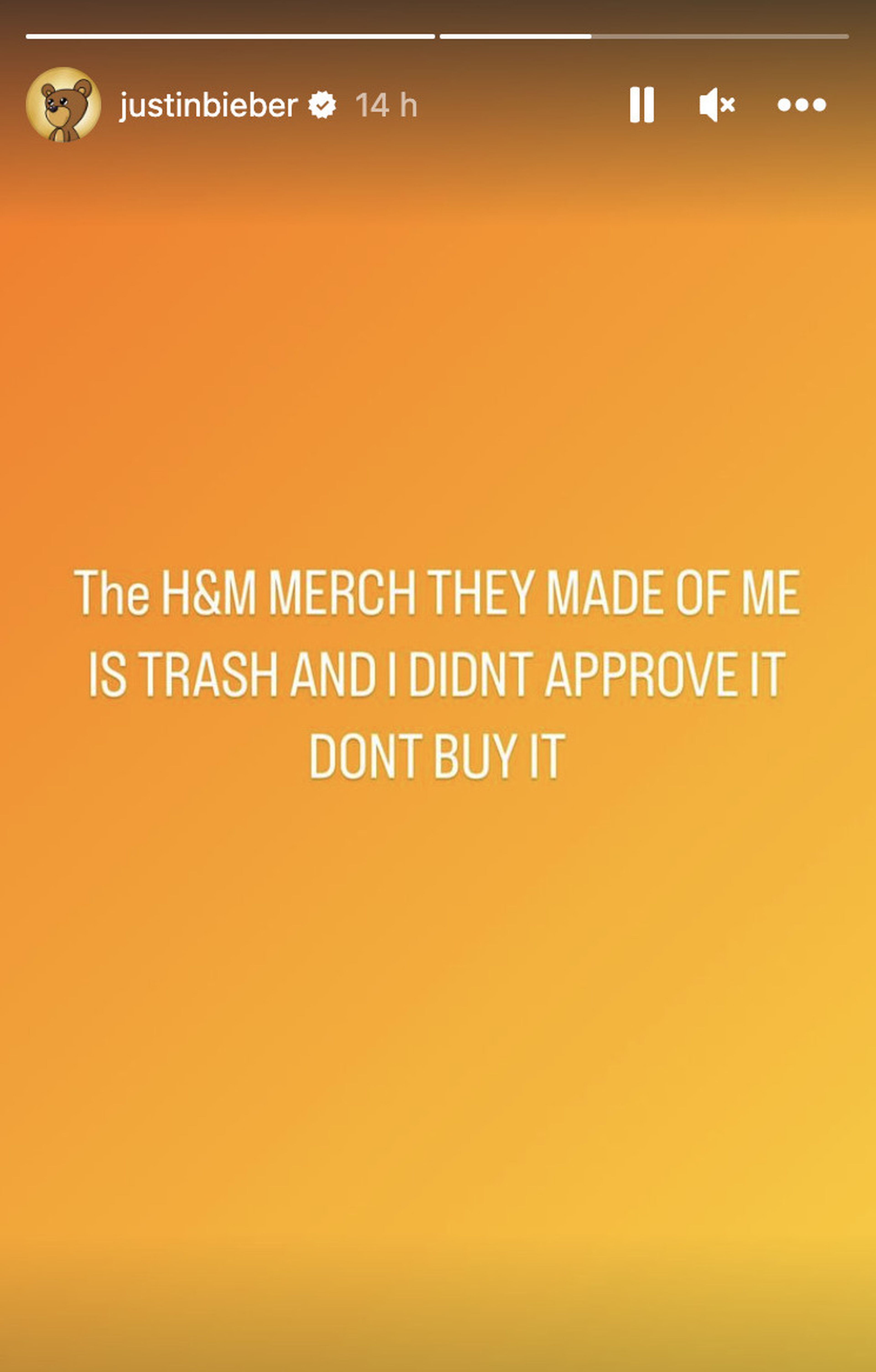 El cantante cataloga de 'basura' la colección de H&M.