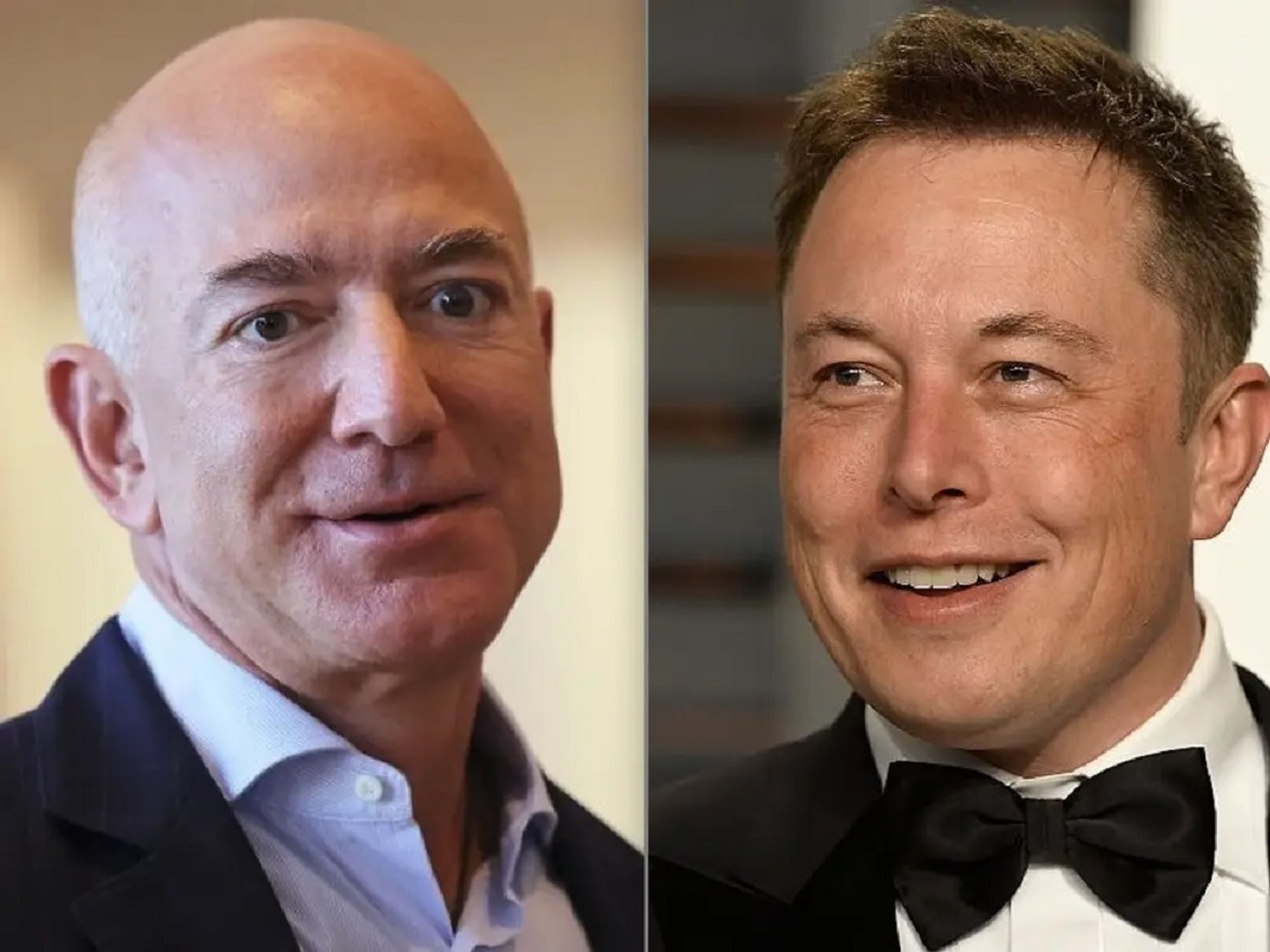 Izq. Jeff Bezos; drcha. Elon Musk.