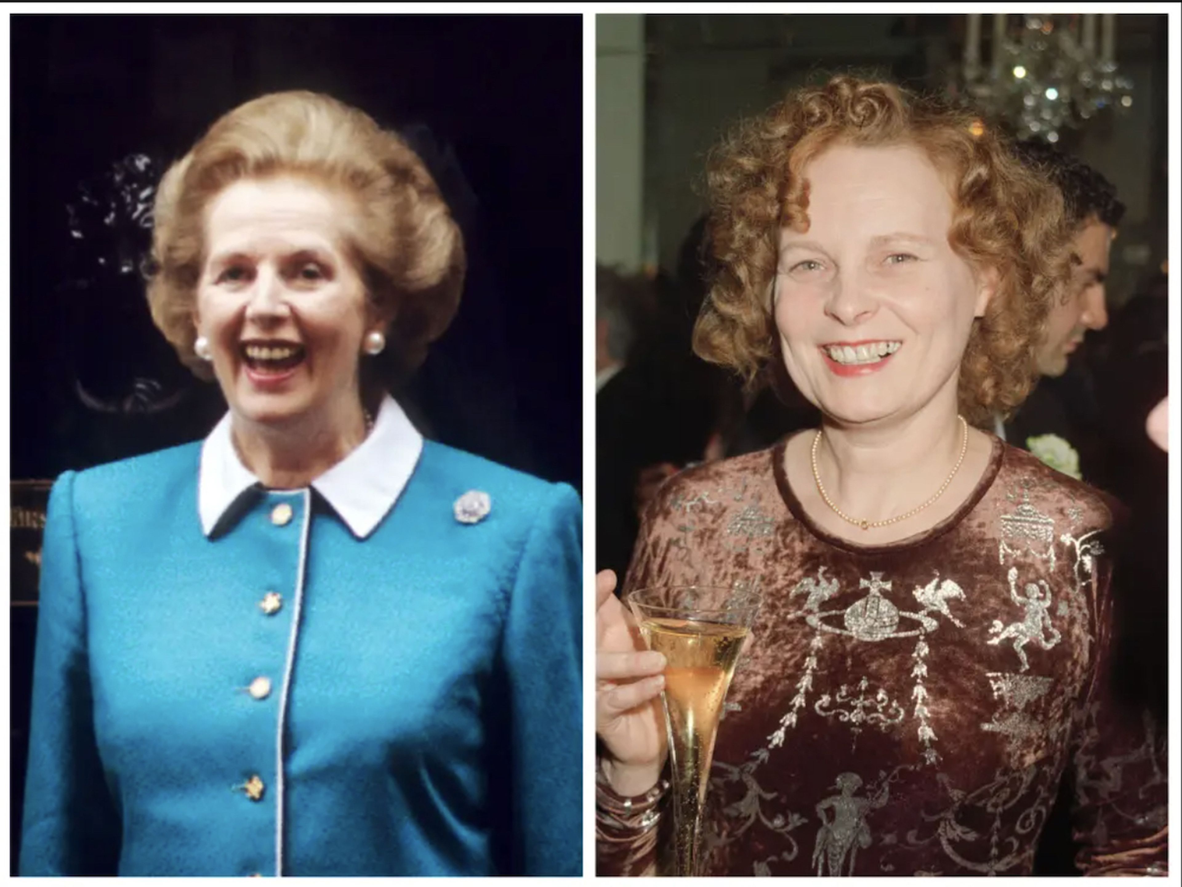 Thatcher, a la izquierda, en 1989 , año de la portada; Westwood, a la derecha, en 1991.
