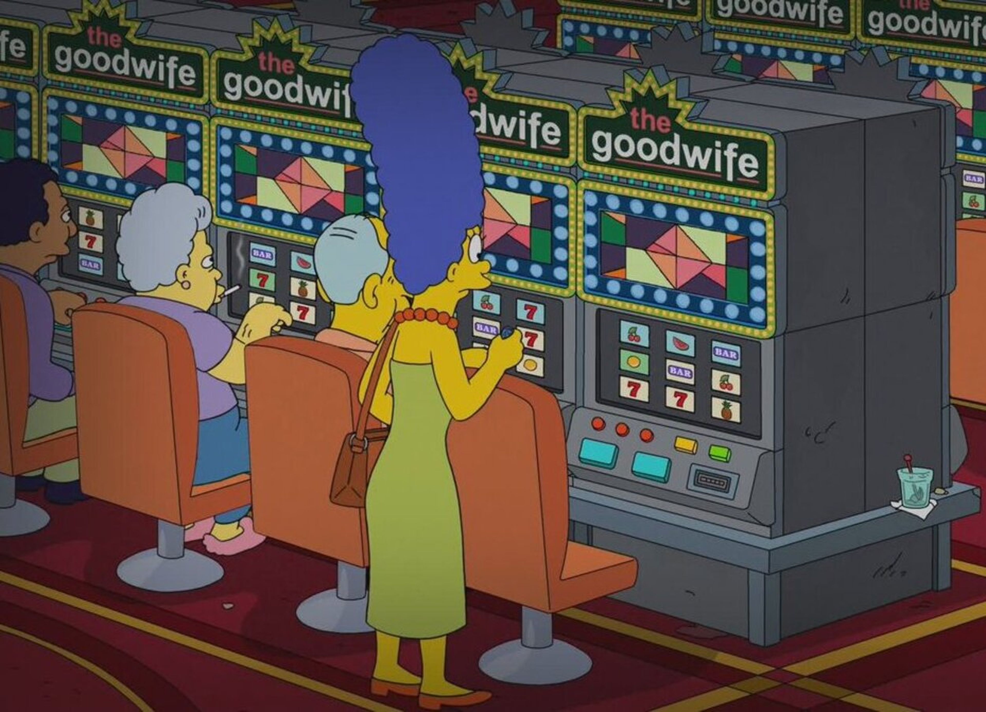 Marge jugando a las máquinas tragaperras
