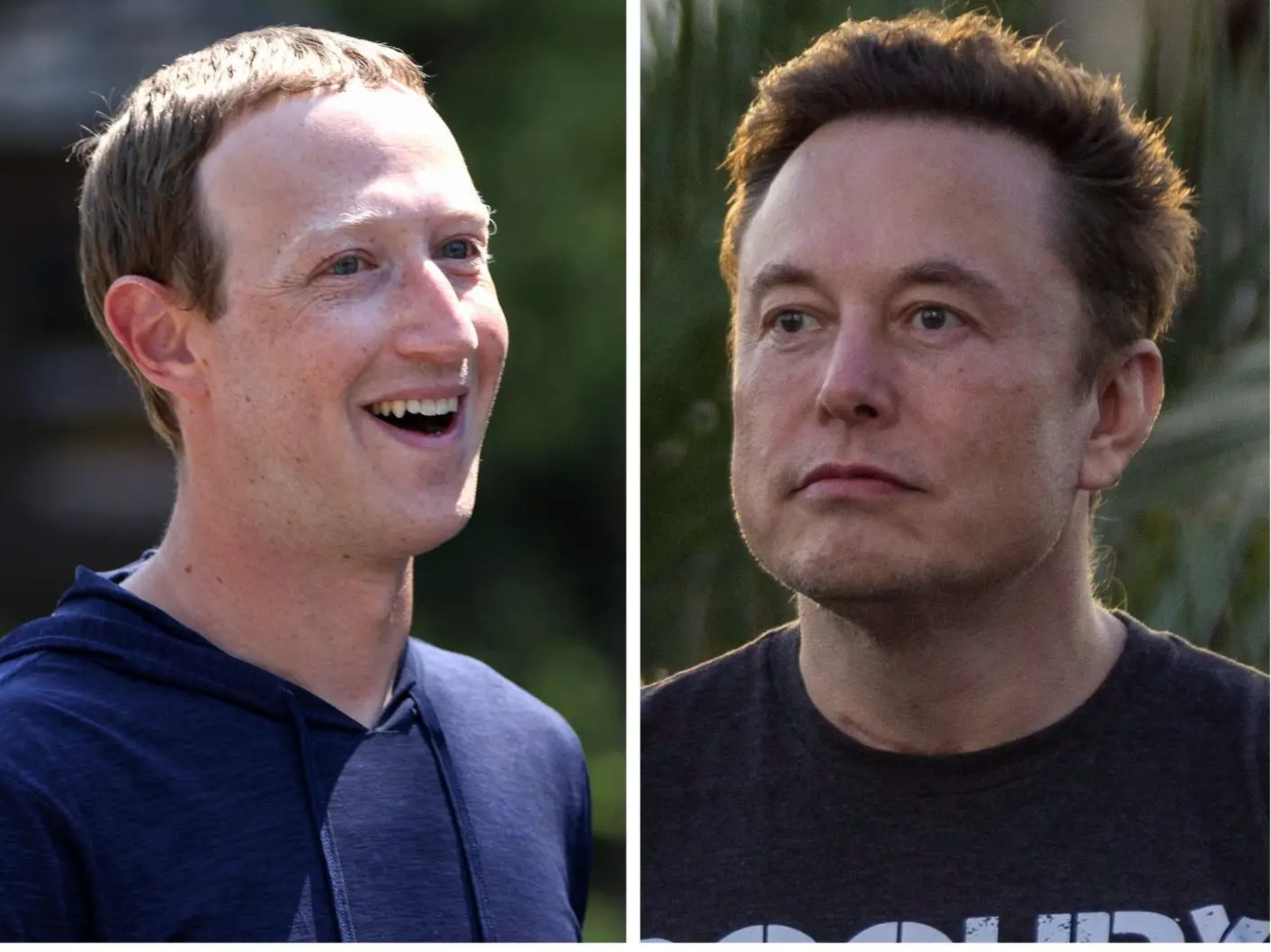Side-by-side image of Mark Zuckerberg and Elon Musk.
