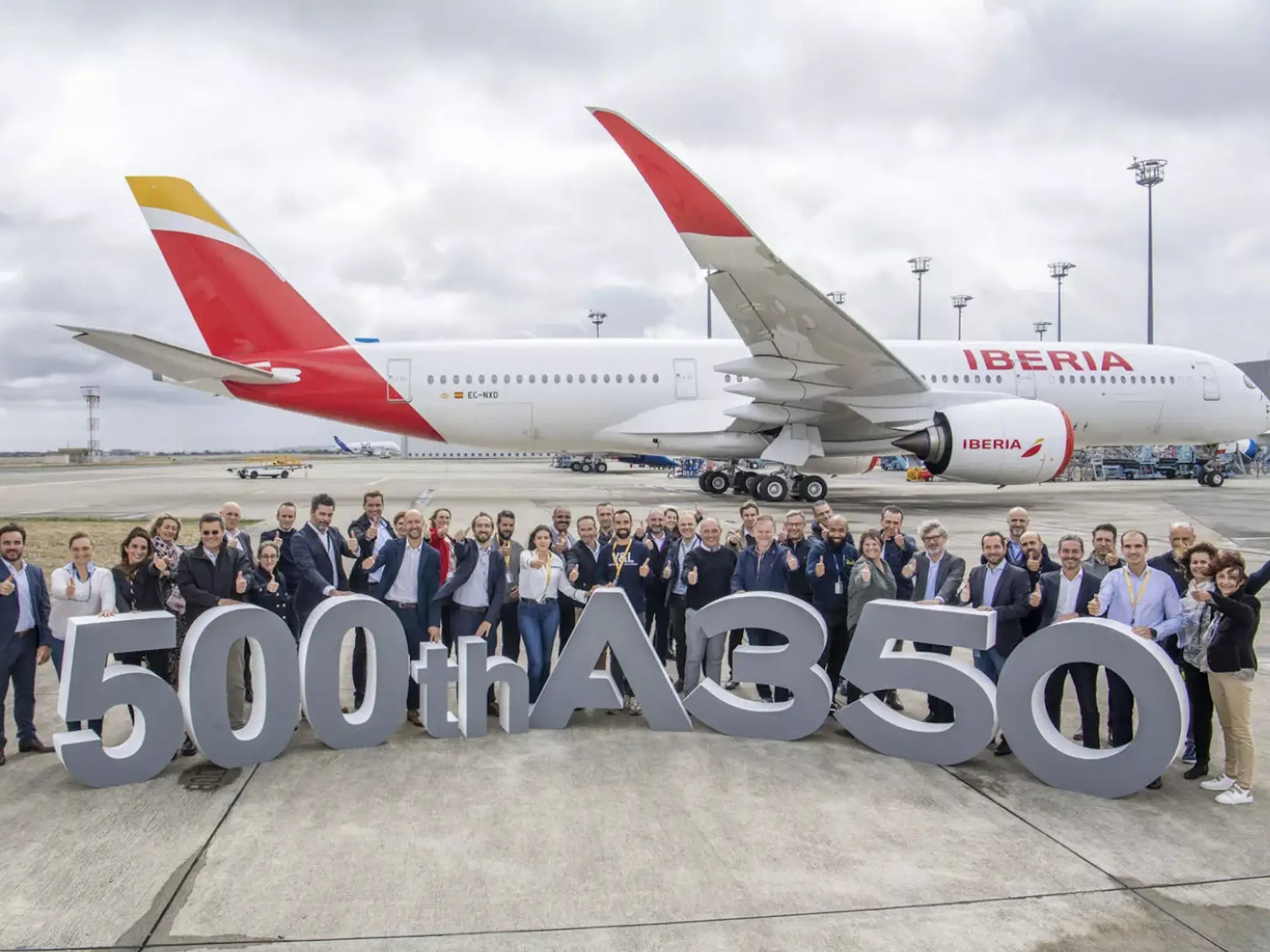Airbus' 500th A350 delivered to Spain's Iberia.