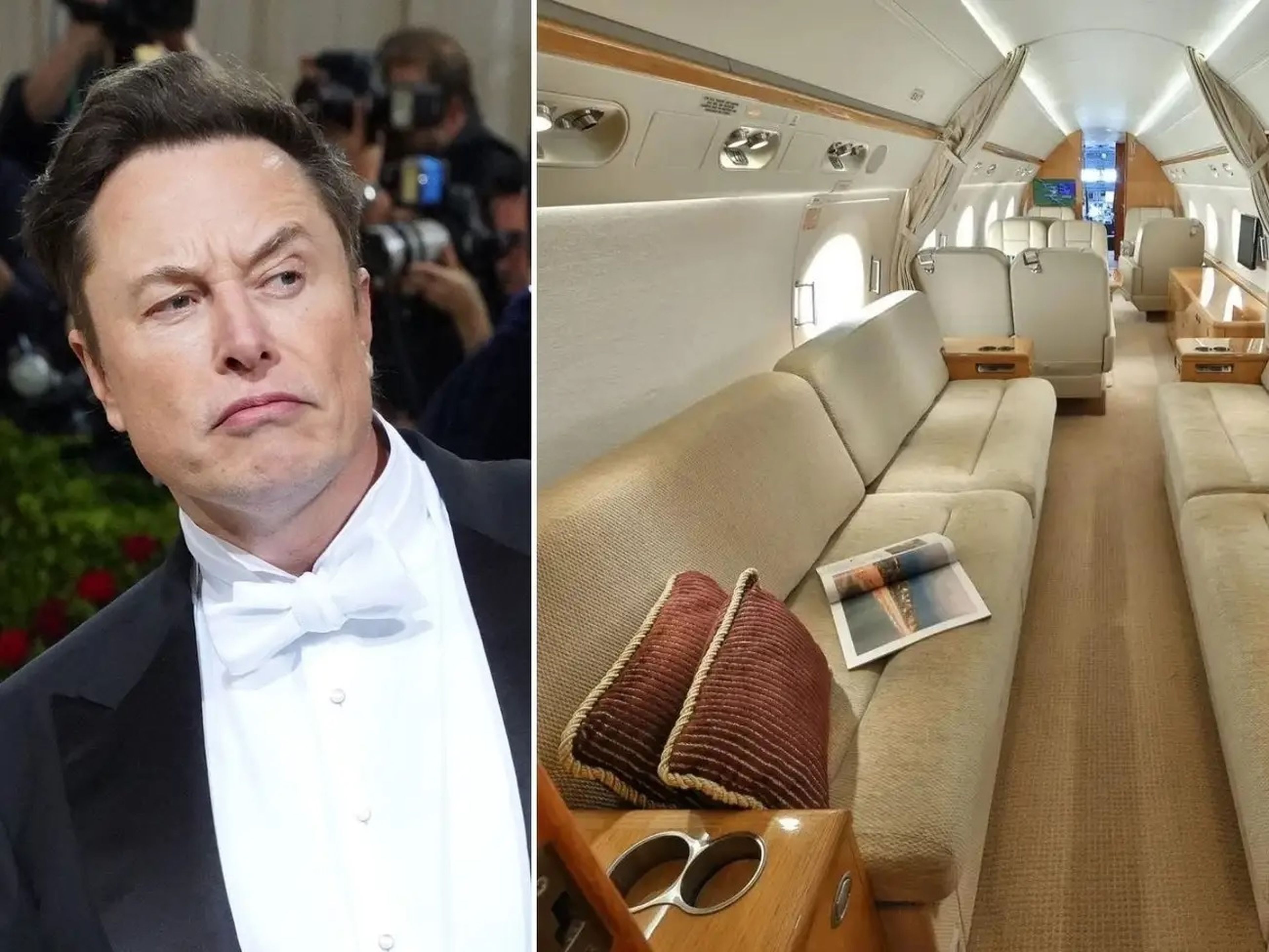 Elon Musk vuela en un jet Gulfstream G550.