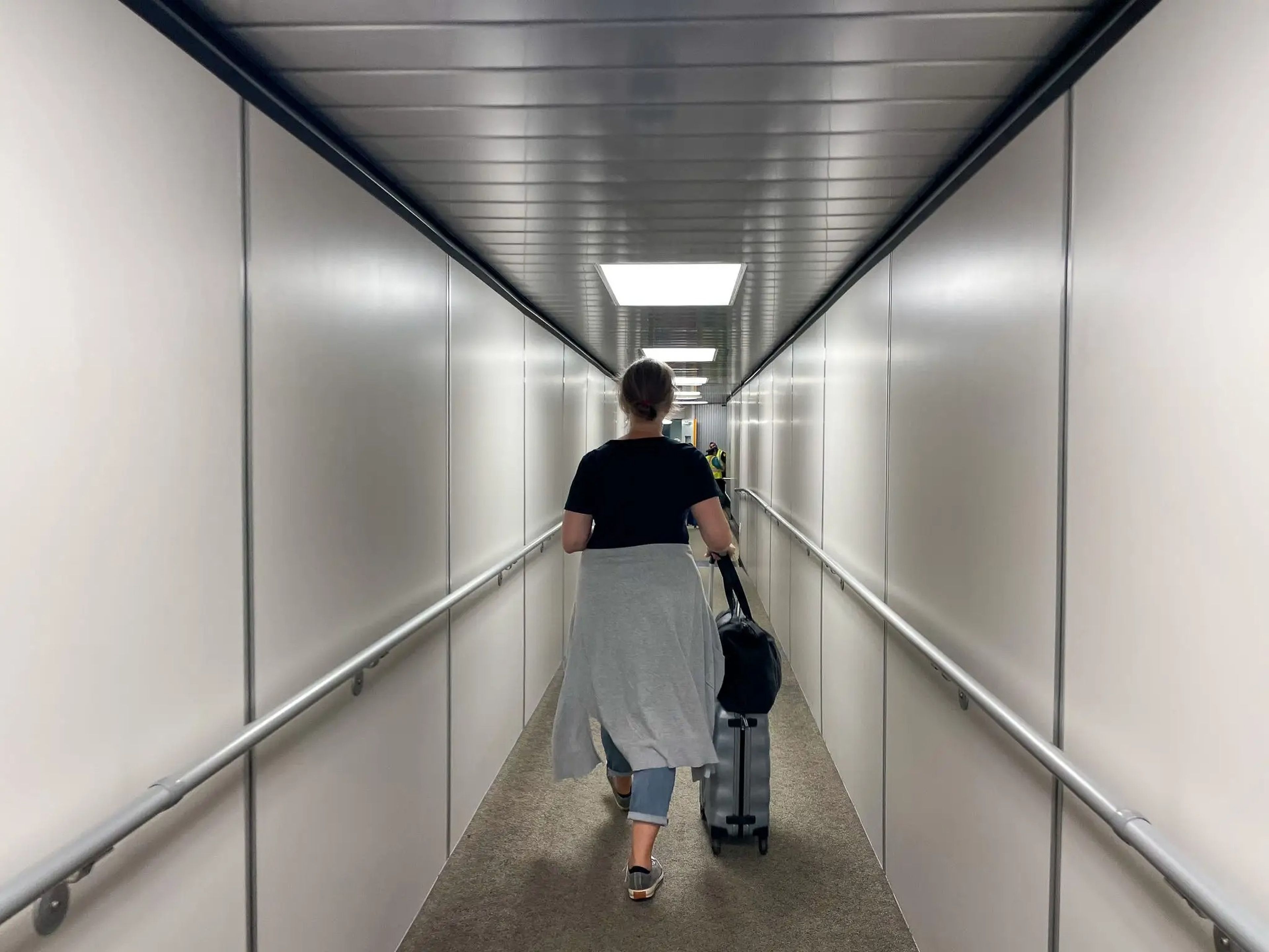 Insider's author entered a nearly empty jet bridge when she boarded the Air New Zealand flight.