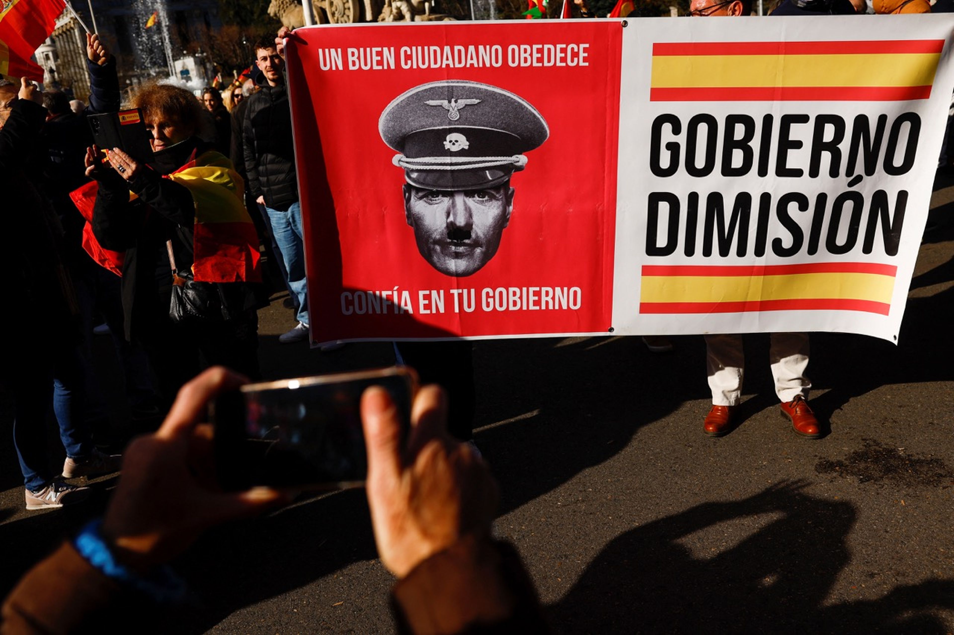 Manifestación contra el Gobierno en Cibeles, Madrid, a principios de 2023.