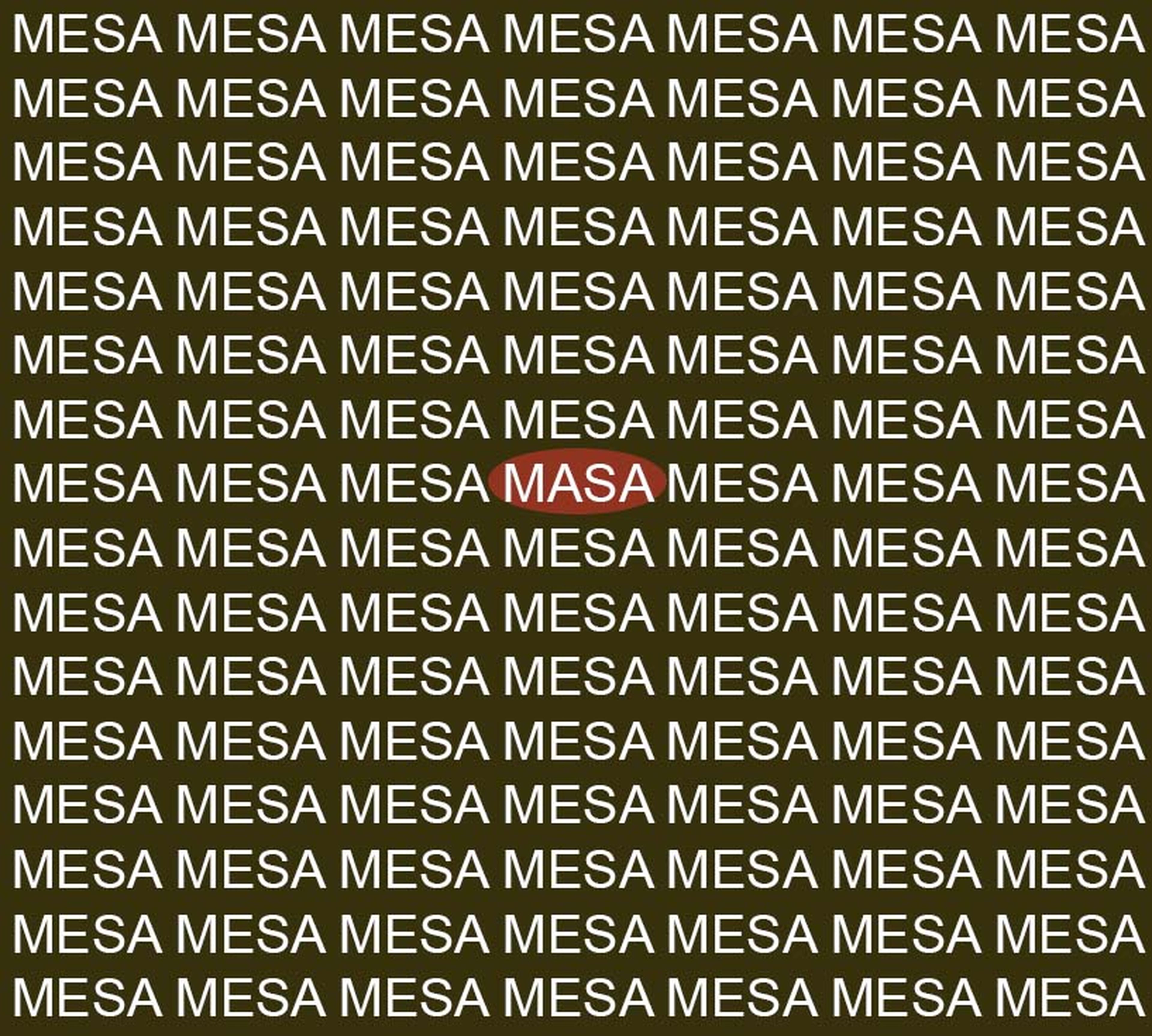 Reto visual encuentra la palabra masa