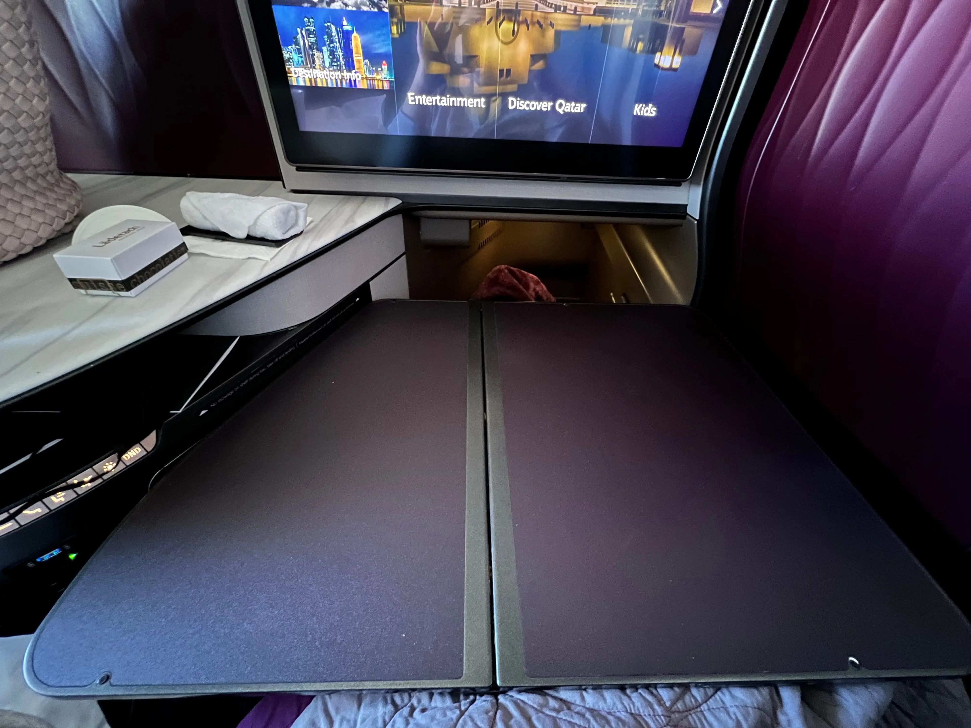 The tray table offered plenty of space to eat and drink.