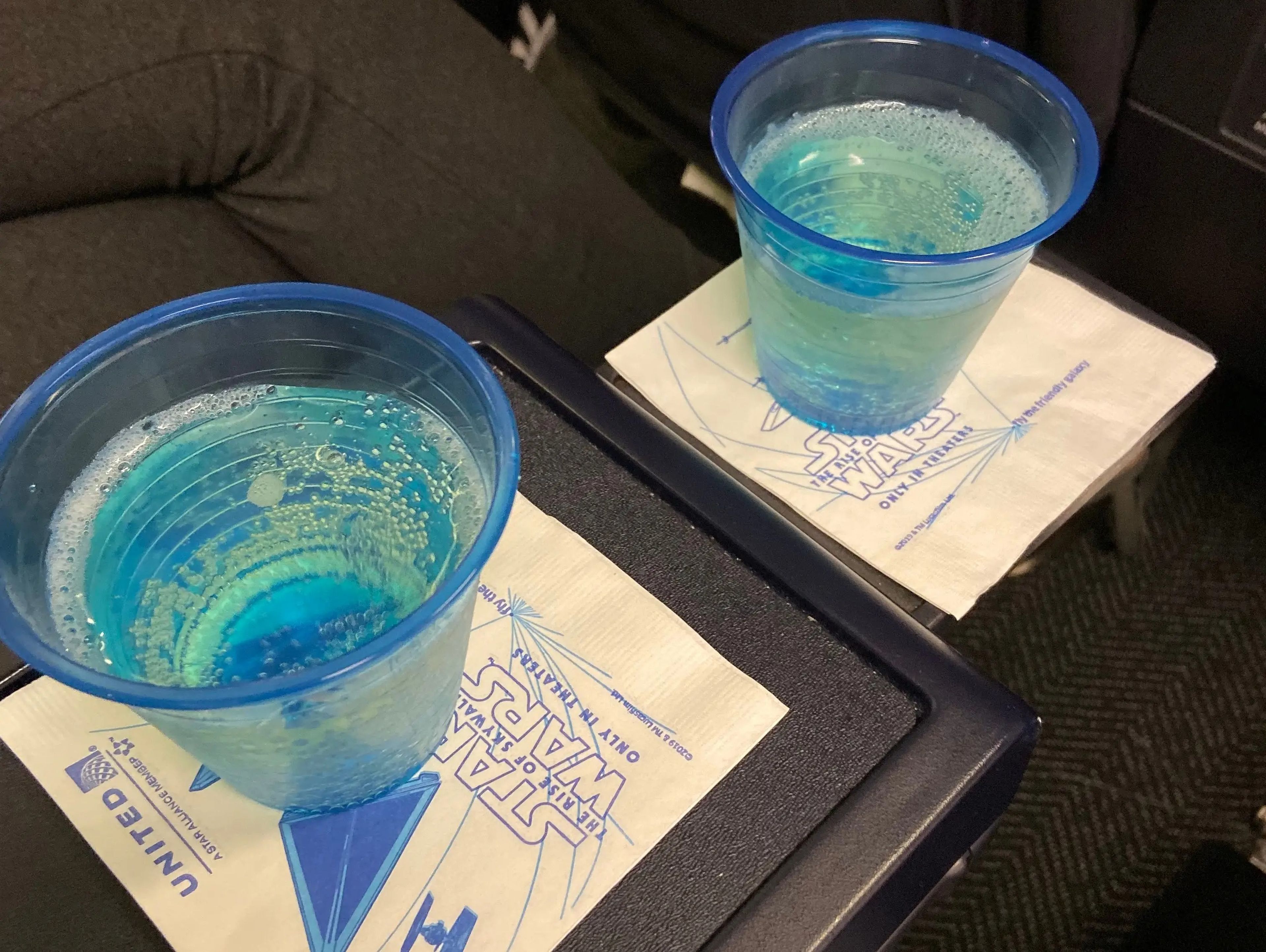 two drinks on airplane