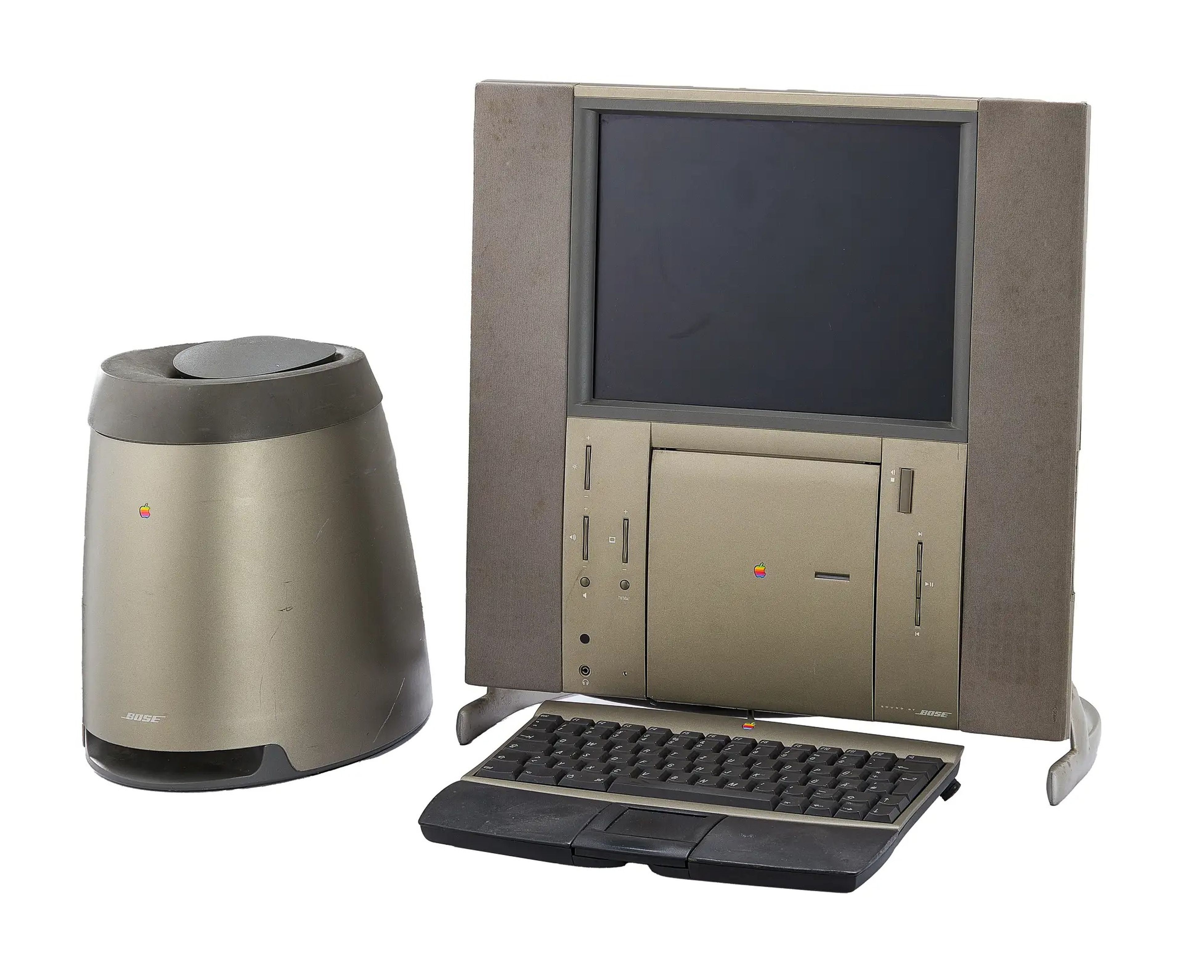 1997 Twentieth Anniversary Macintosh with a head unit, base unit keyboard, and remote control