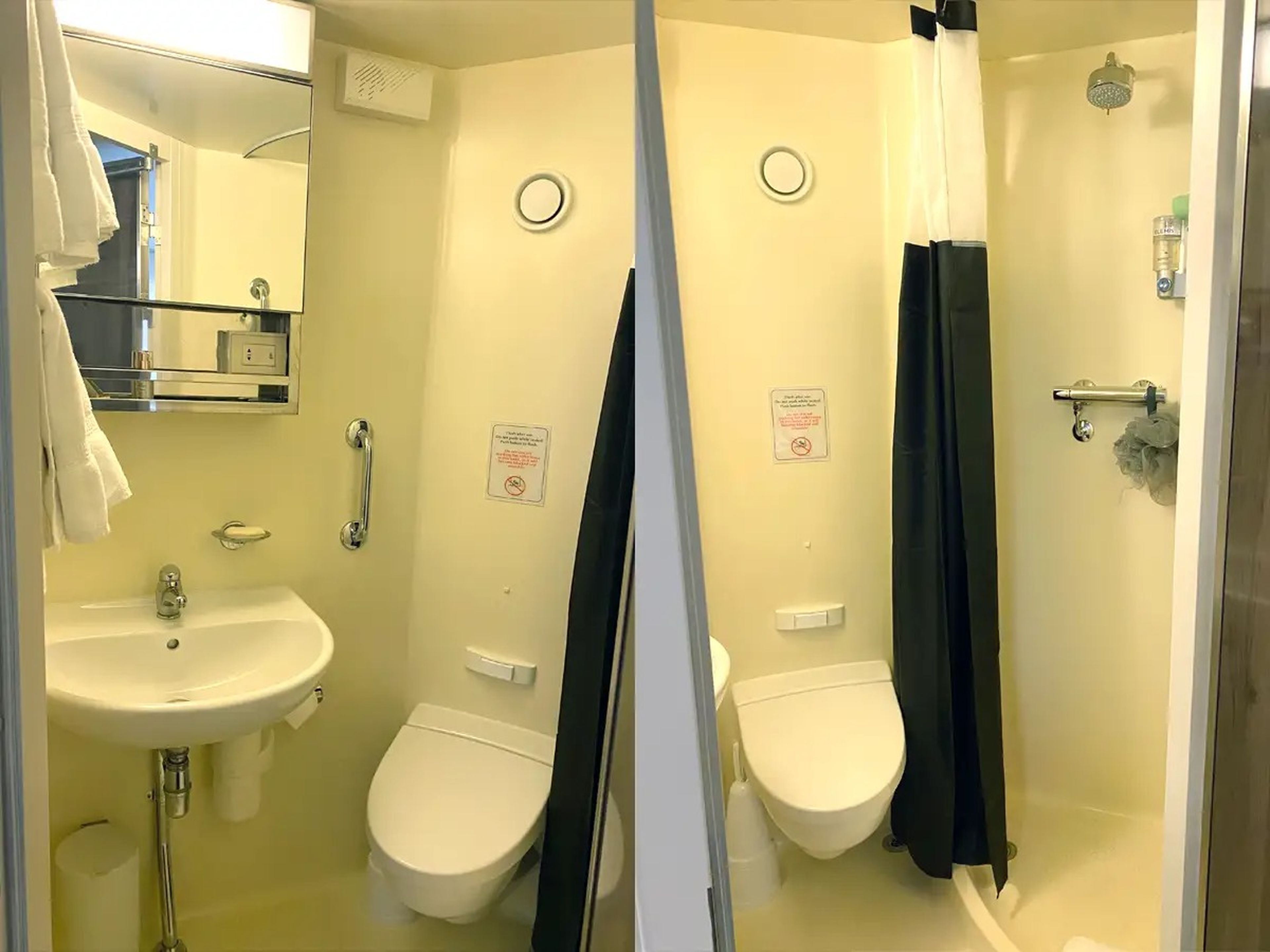 cruise ship bathroom sink toilet, shower