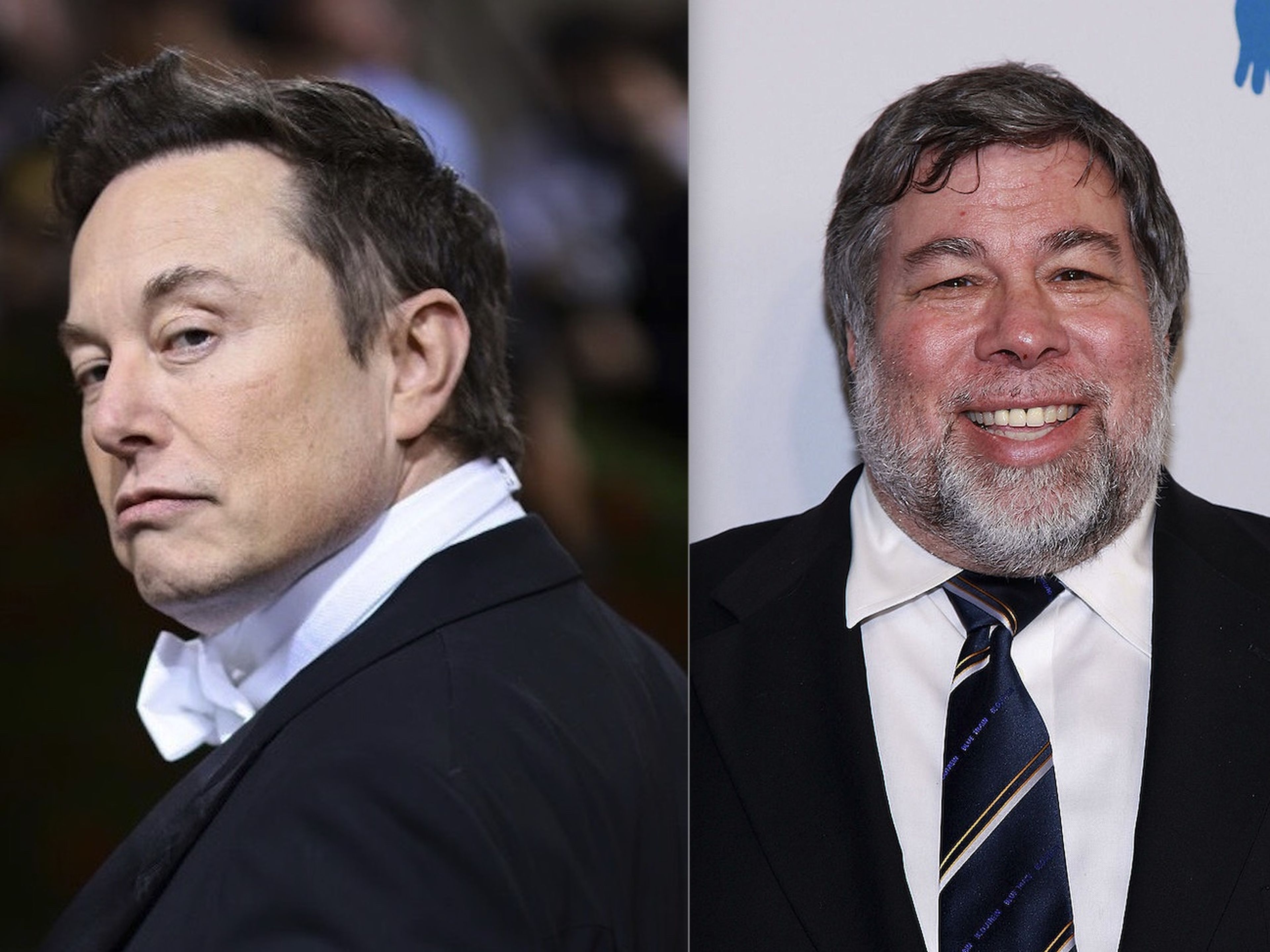 Elon Musk, CEO de Tesla (izquierda) y Steve Wozniak, cofundador de Apple (izquierda).