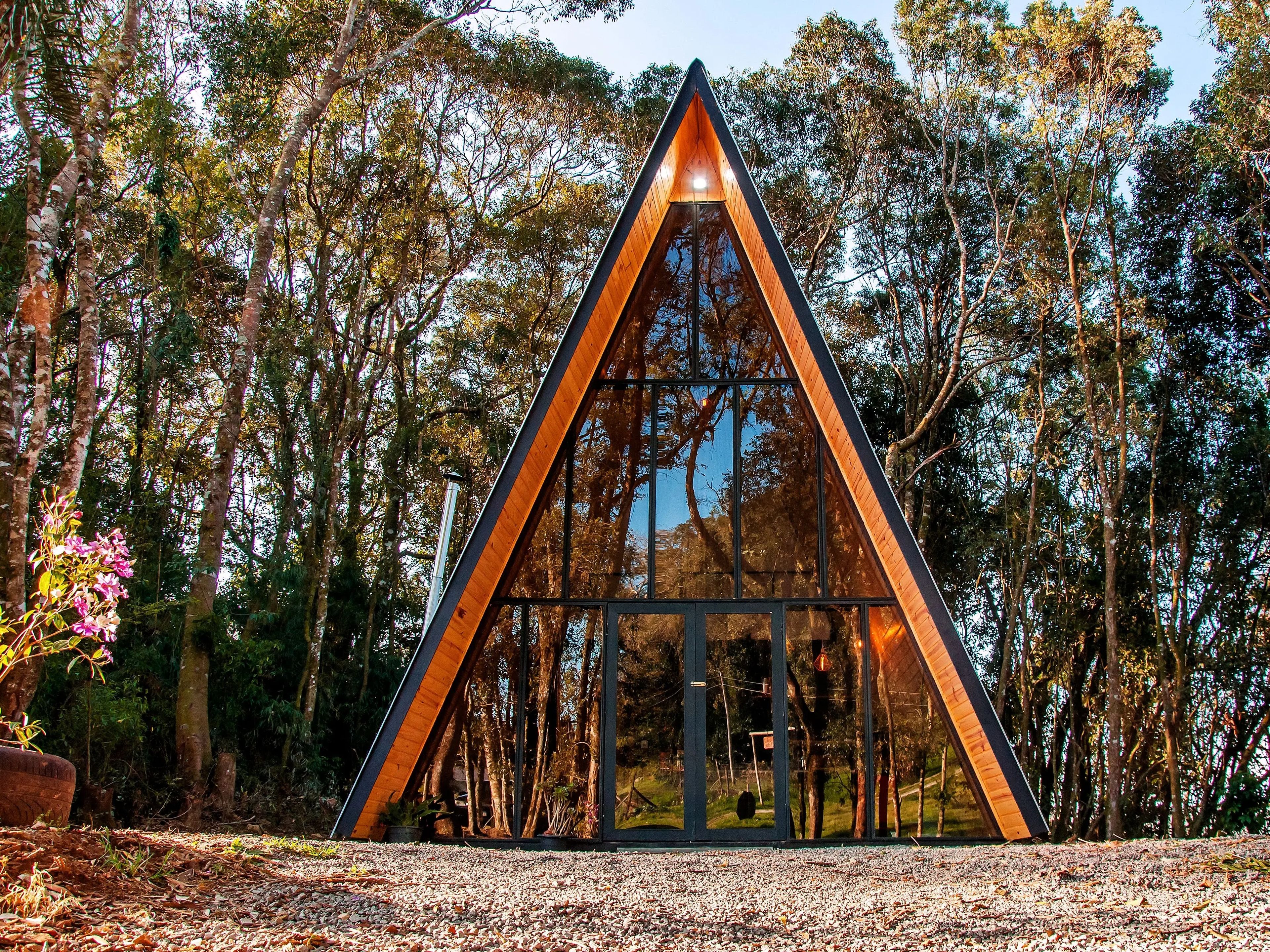 A-frame Airbnb cabin in southern Brazil