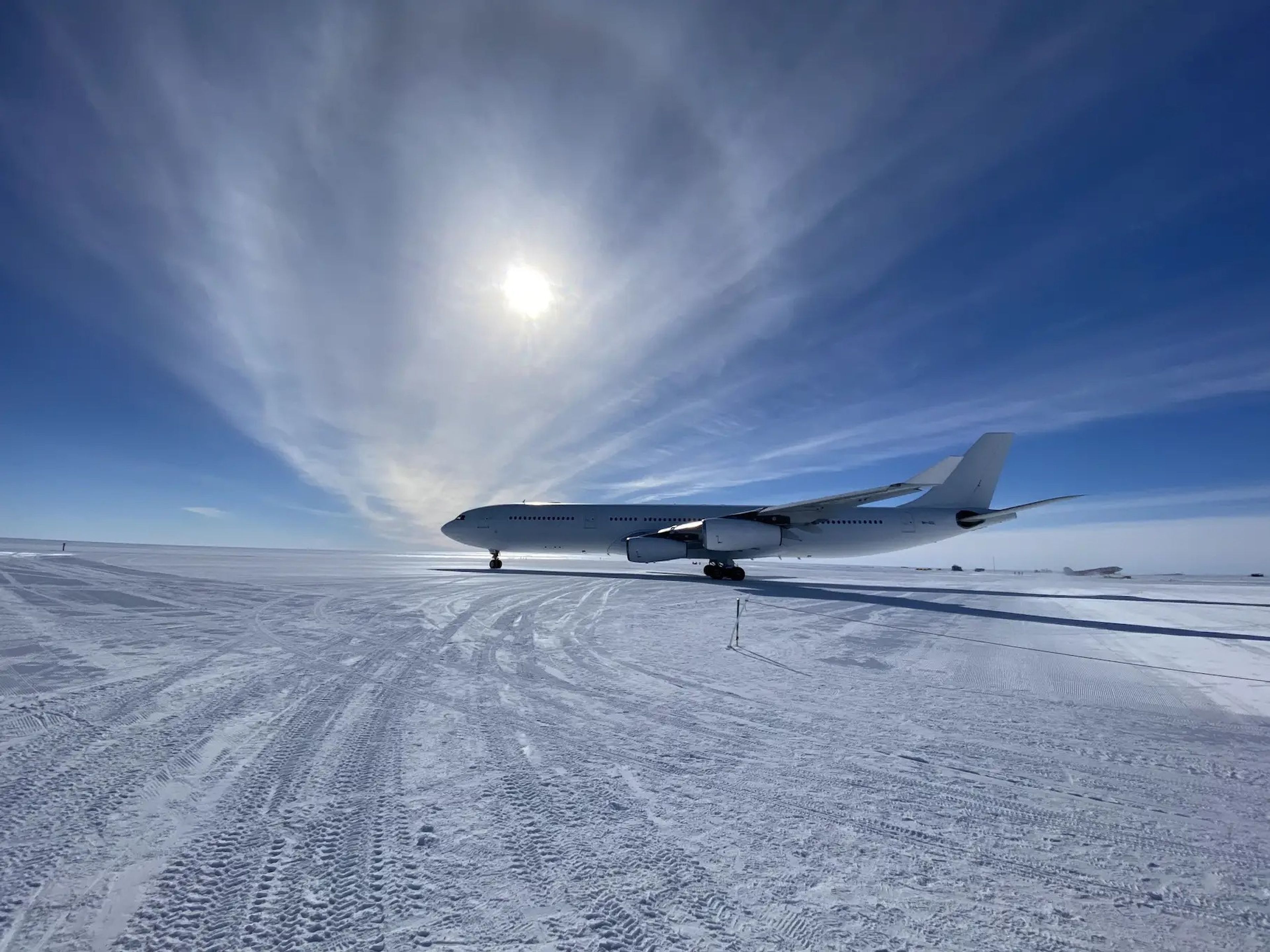 HiFly's Airbus A340 it flies in partnership with White Desert to Antarctica.