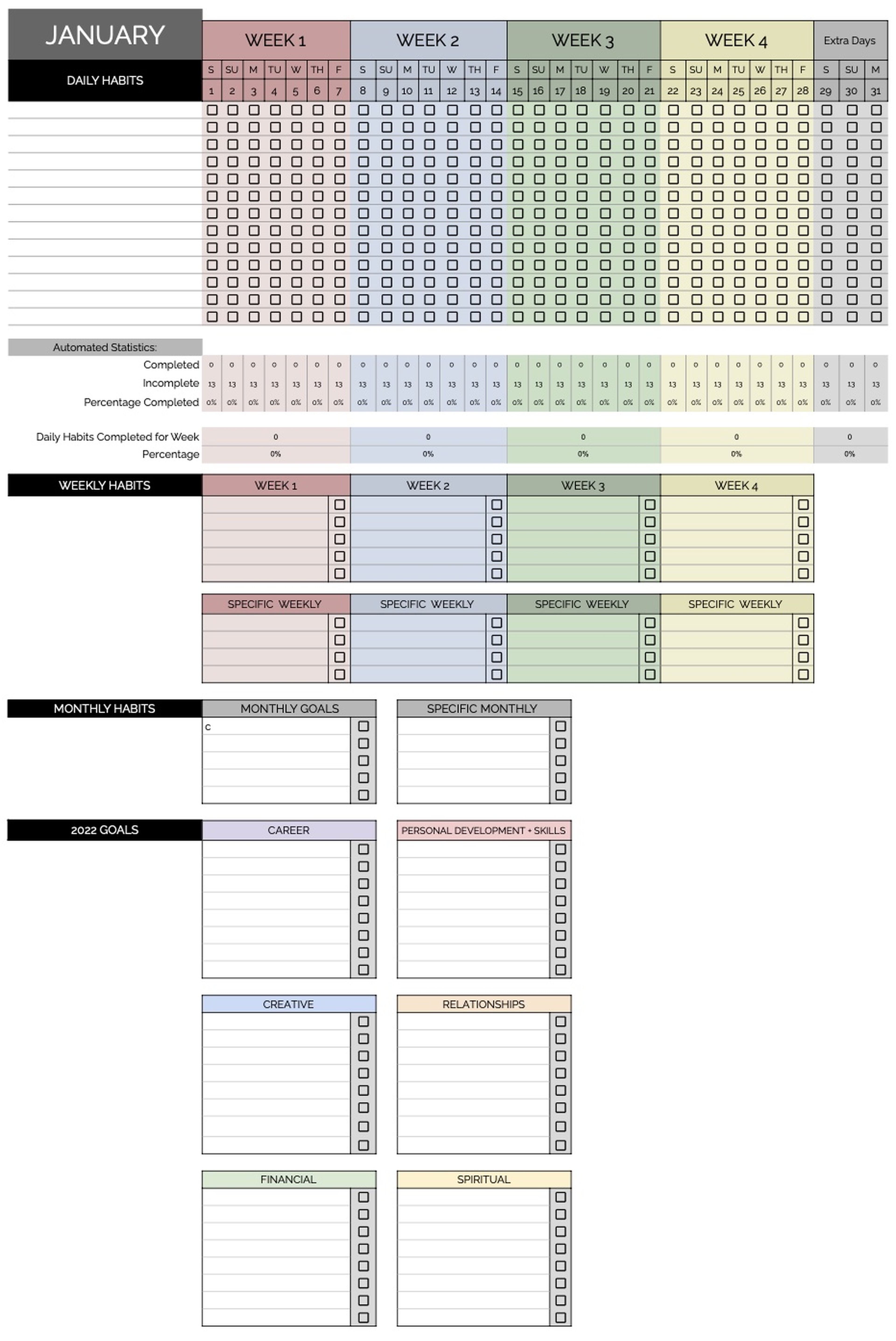 Habit Monitoring Excel Sheet. 
