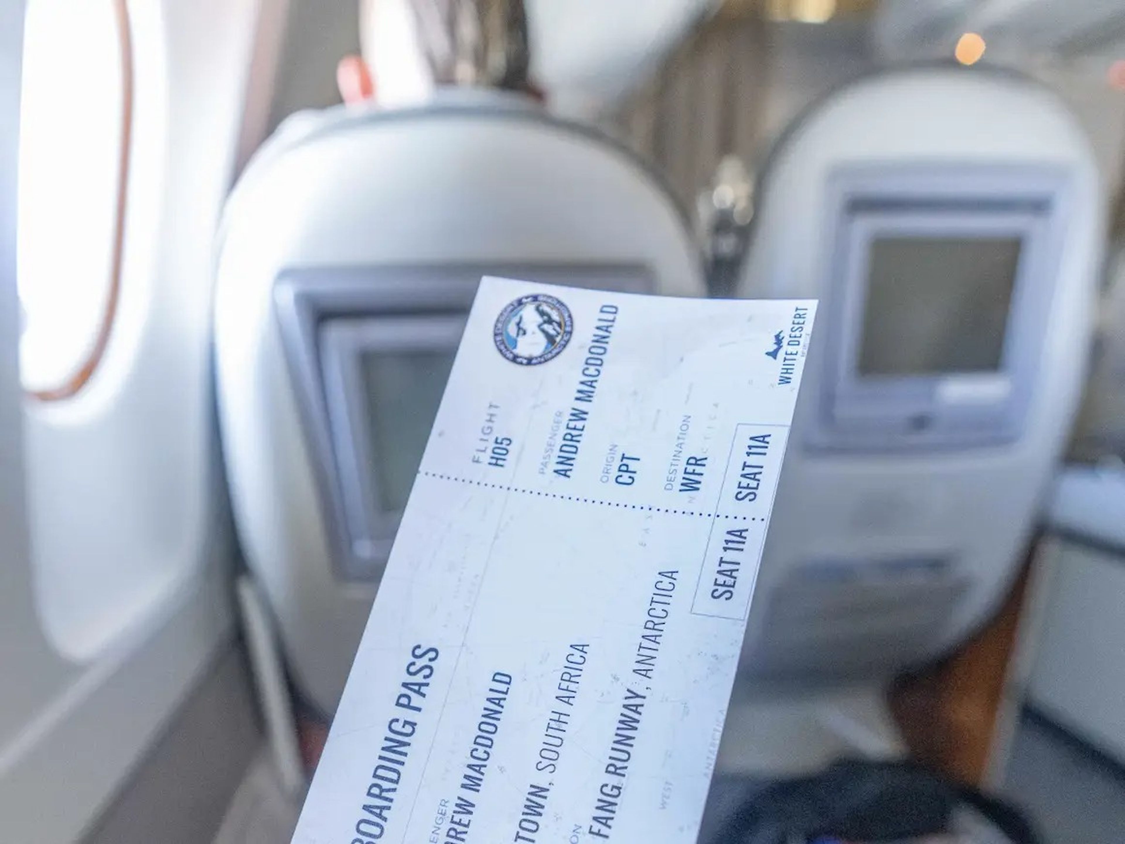 El billete que reciben los pasajeros para su vuelo a la Antártida.