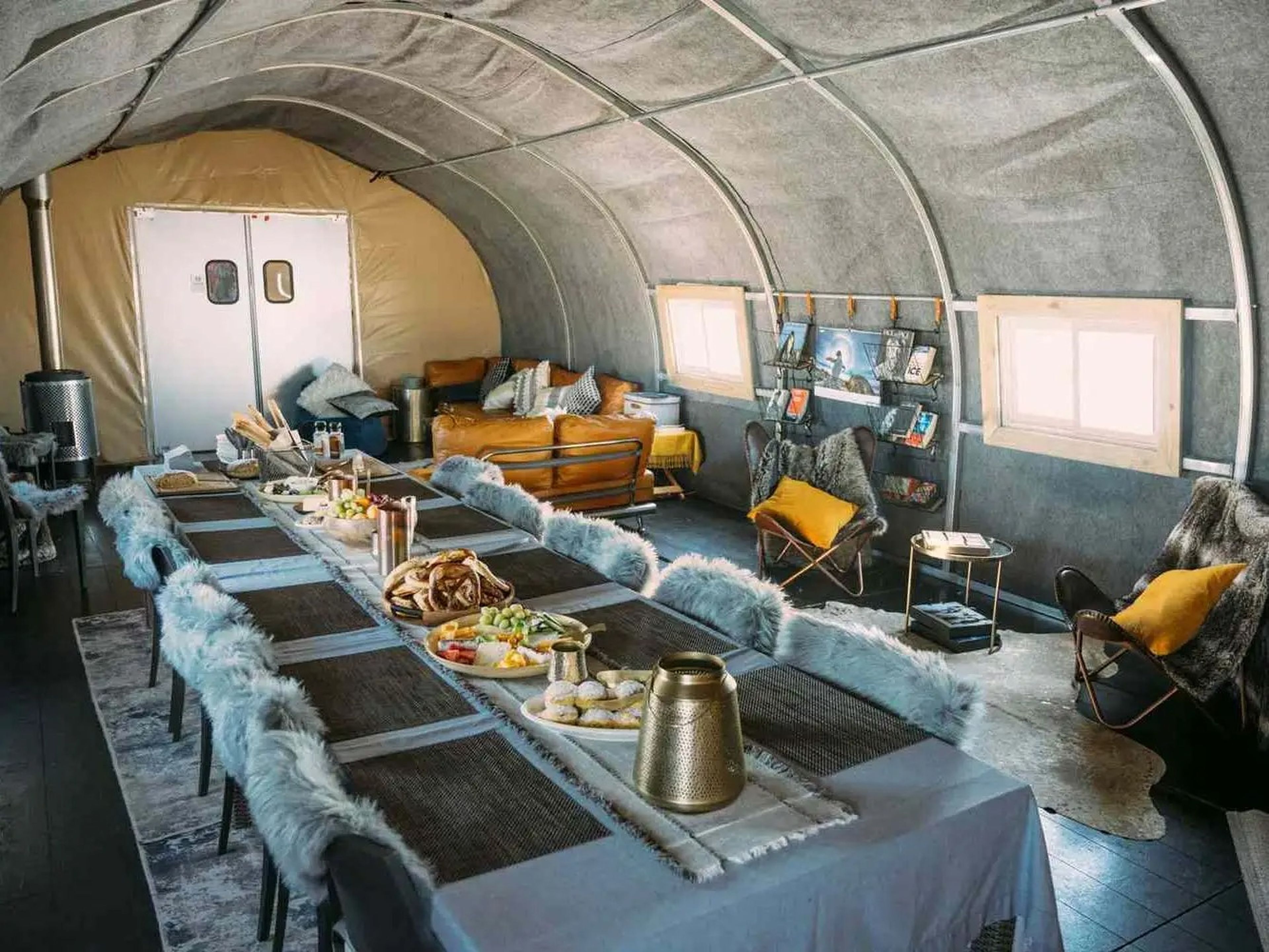 Inside one of the White Desert camp dining rooms in Antarctica.