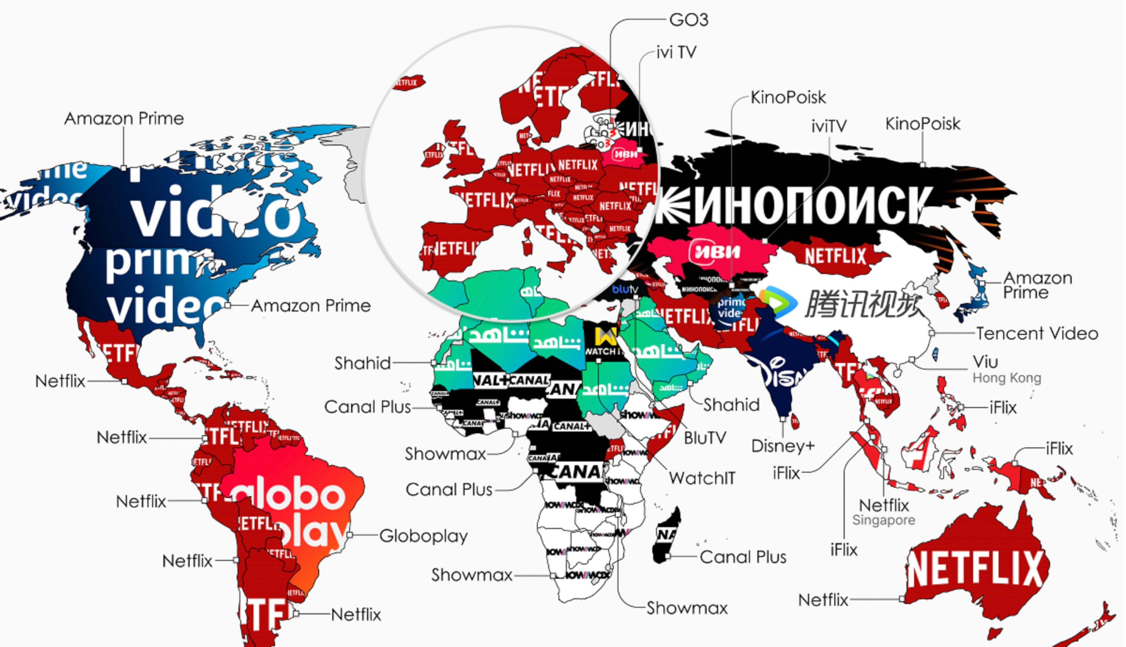 Las plataformas de streaming más populares de cada país.