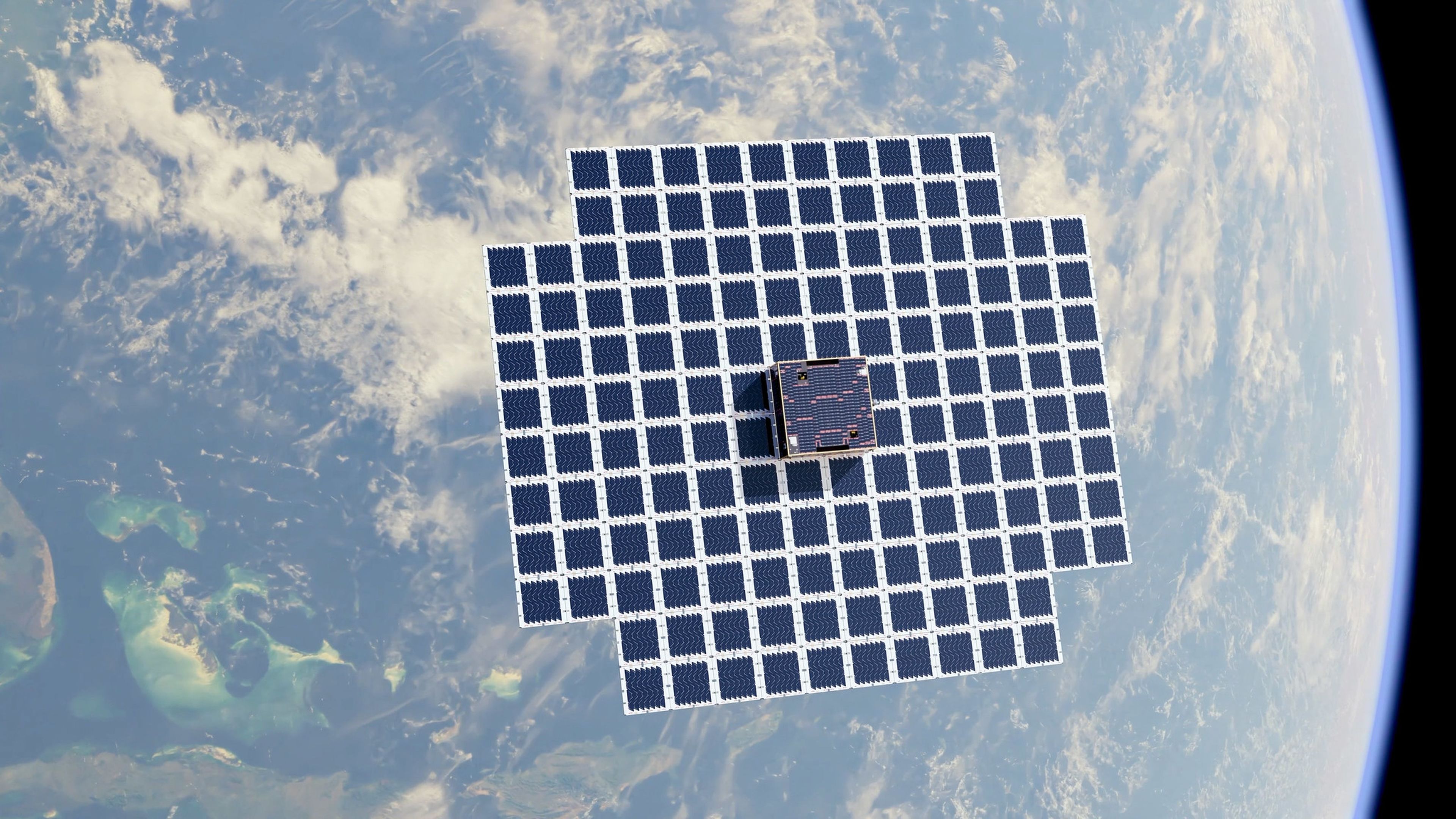 Imagen simulada de l satélite BlueWalker 3 de AST SpaceMobile.