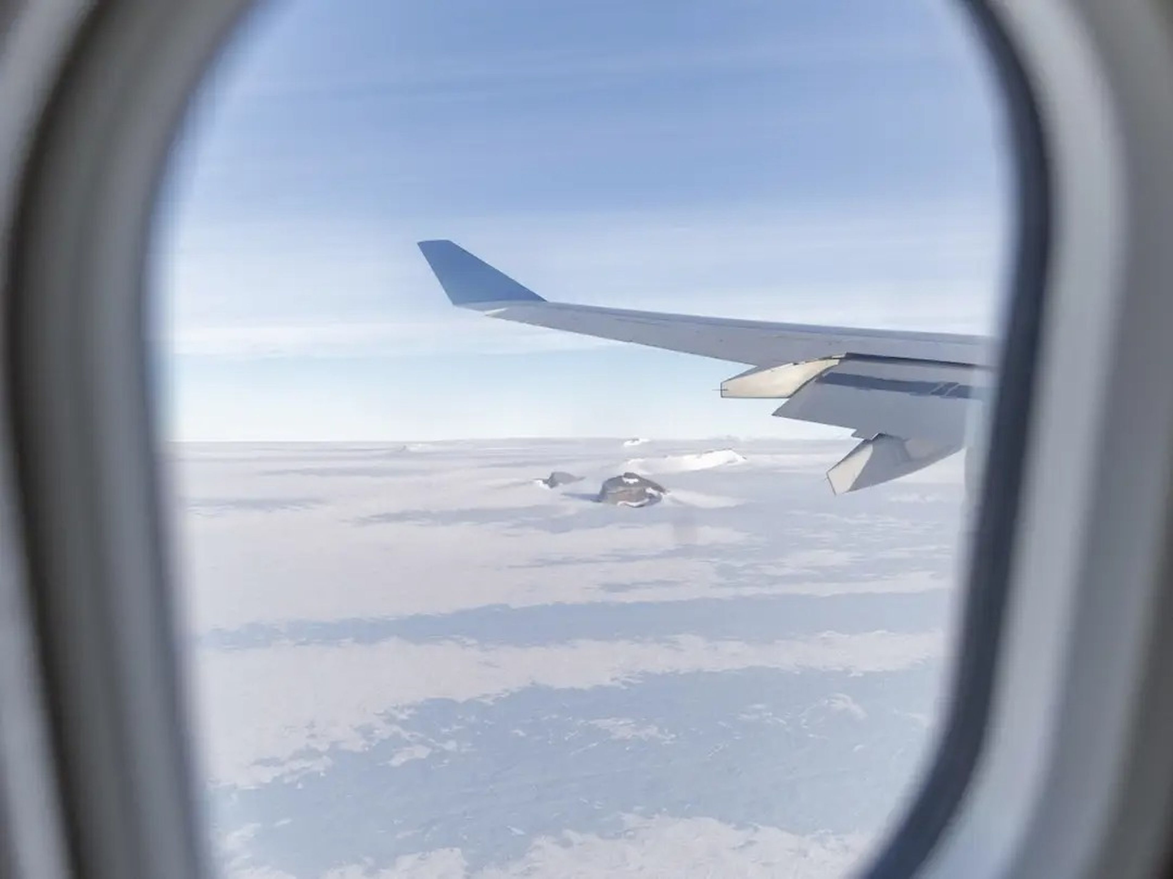 A view out the window of HiFly's Airbus A340 it flies in partnership with White Desert to Antarctica.