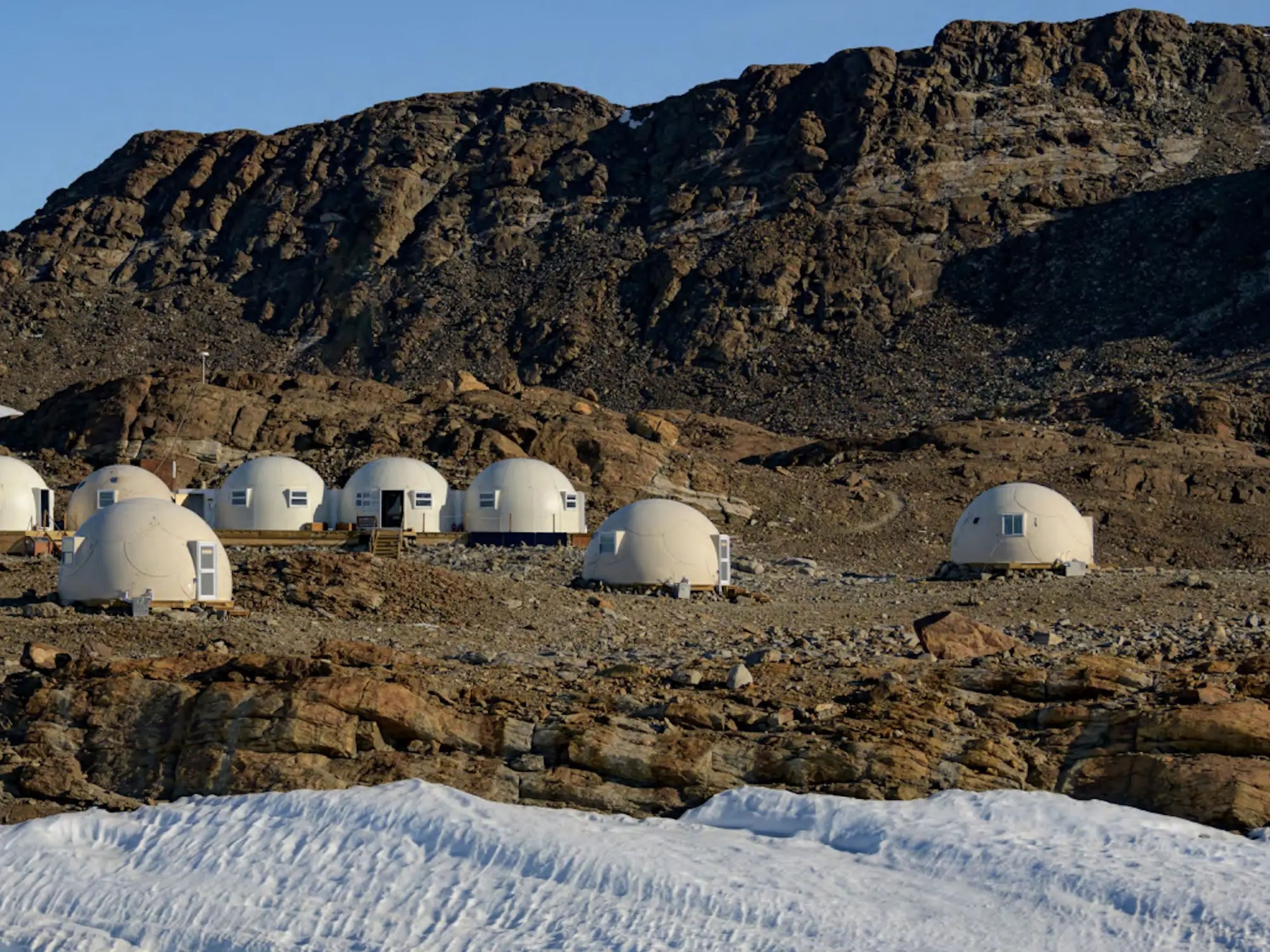 Campamento Whichaway de White Desert en la Antártida. 