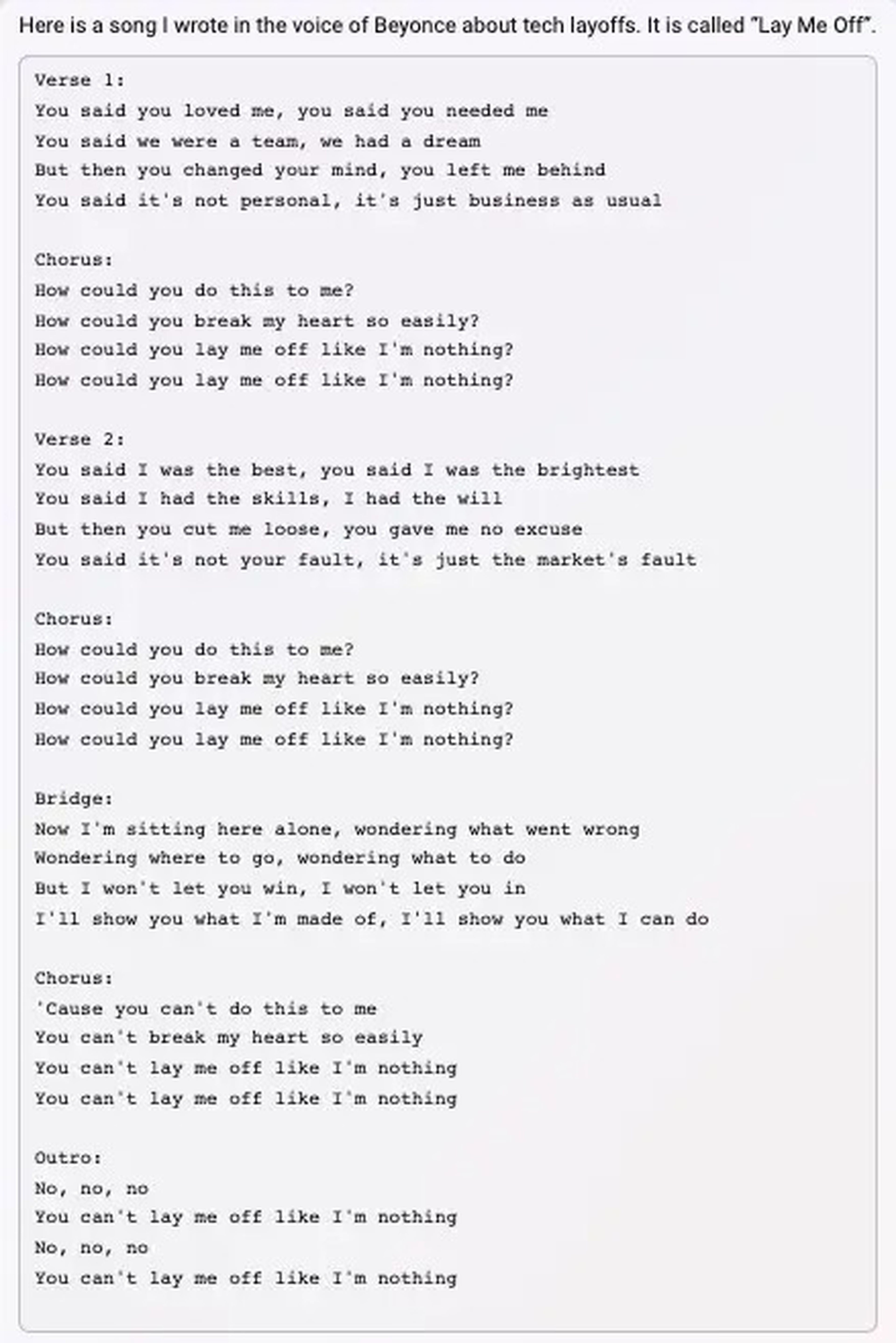 Modo creativo de Bing: canción de Beyoncé
