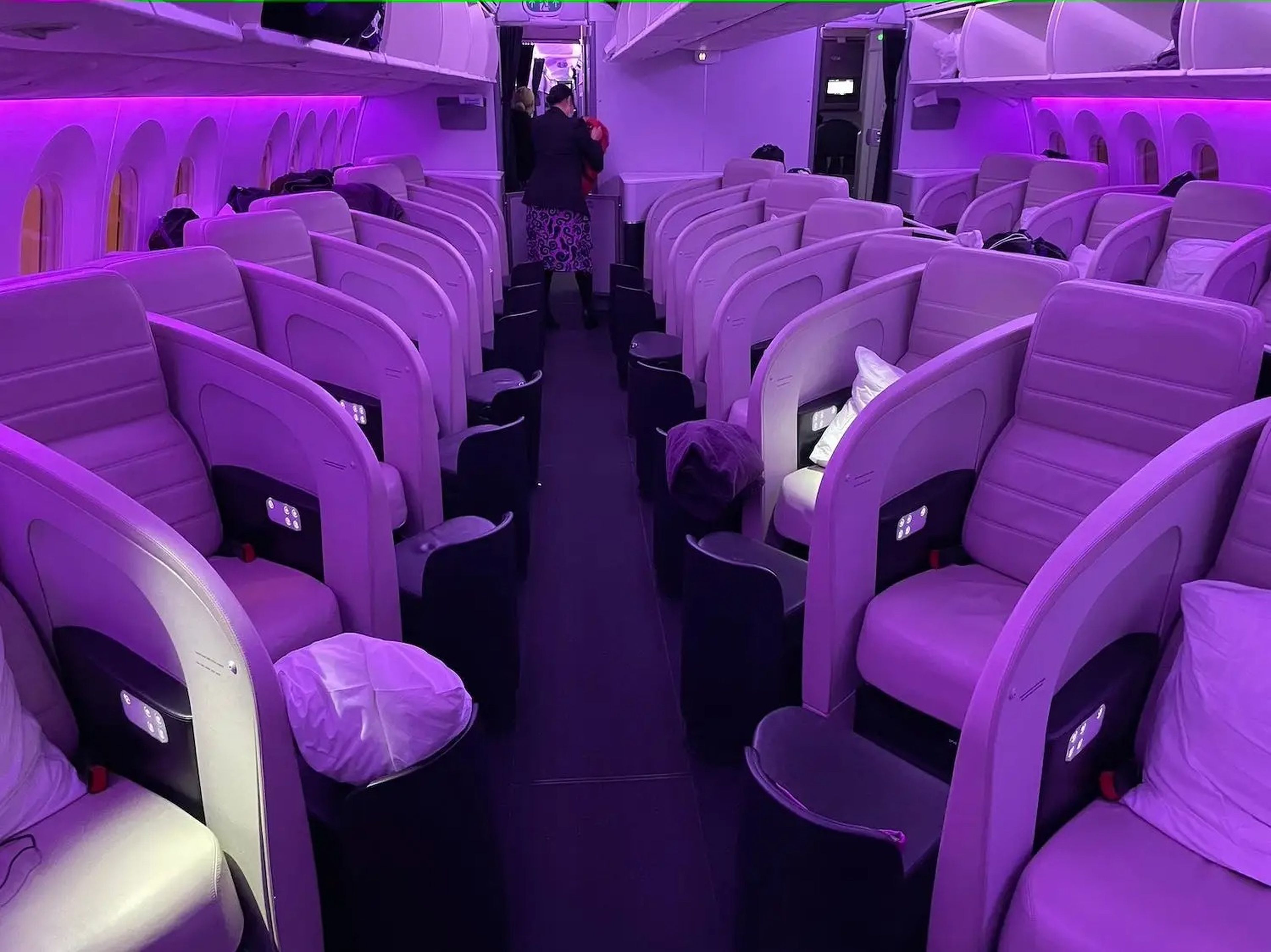 La cabina de clase ‘business' del Boeing 787 Dreamliner de Air New Zealand.